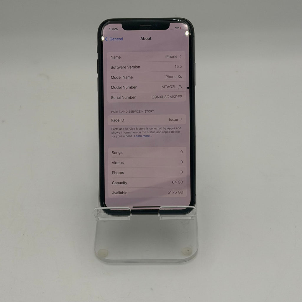 Broken Unlocked Apple iPhone XS 64GB  Black 81% BH - Bad Face ID