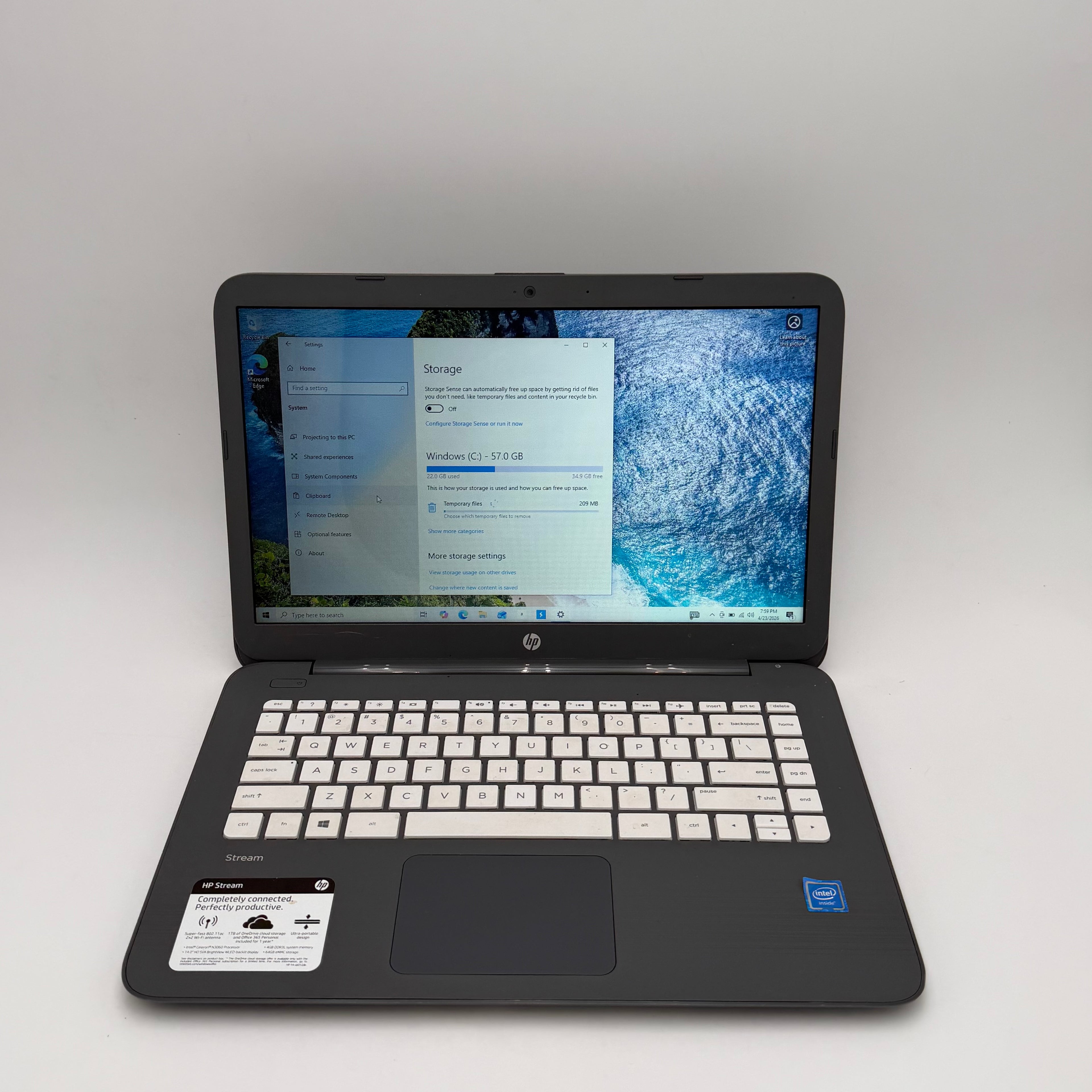 HP 14-cb012dx Laptop Gray Intel Celeron 1.6 GHz 4GB RAM 64GB