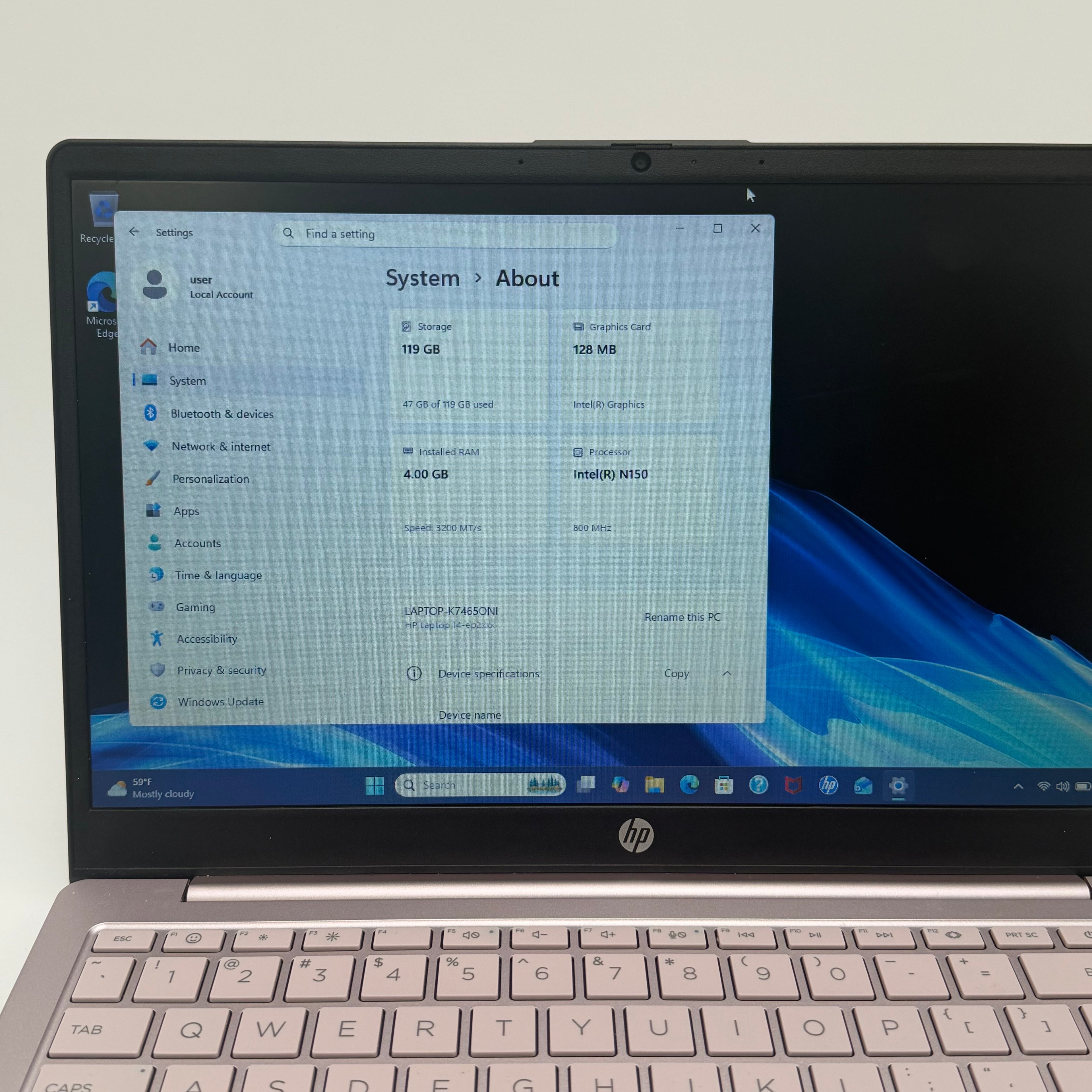 HP 14-ep2011wm 14-inch Core i5 4GB RAM 128GB Laptop Pink