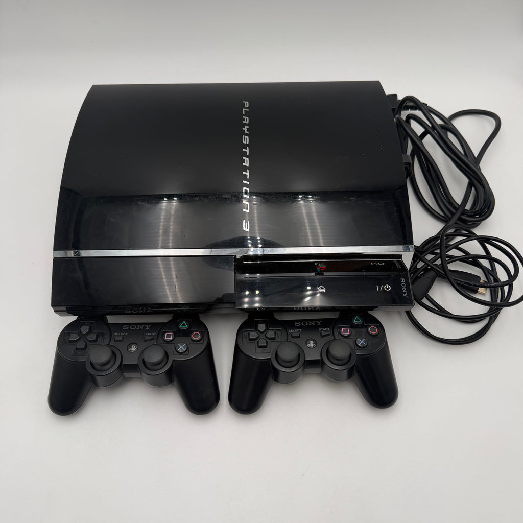 Sony PlayStation 3 Backward Compatible 80GB Black Console CECHE01 w/ 2 controllers