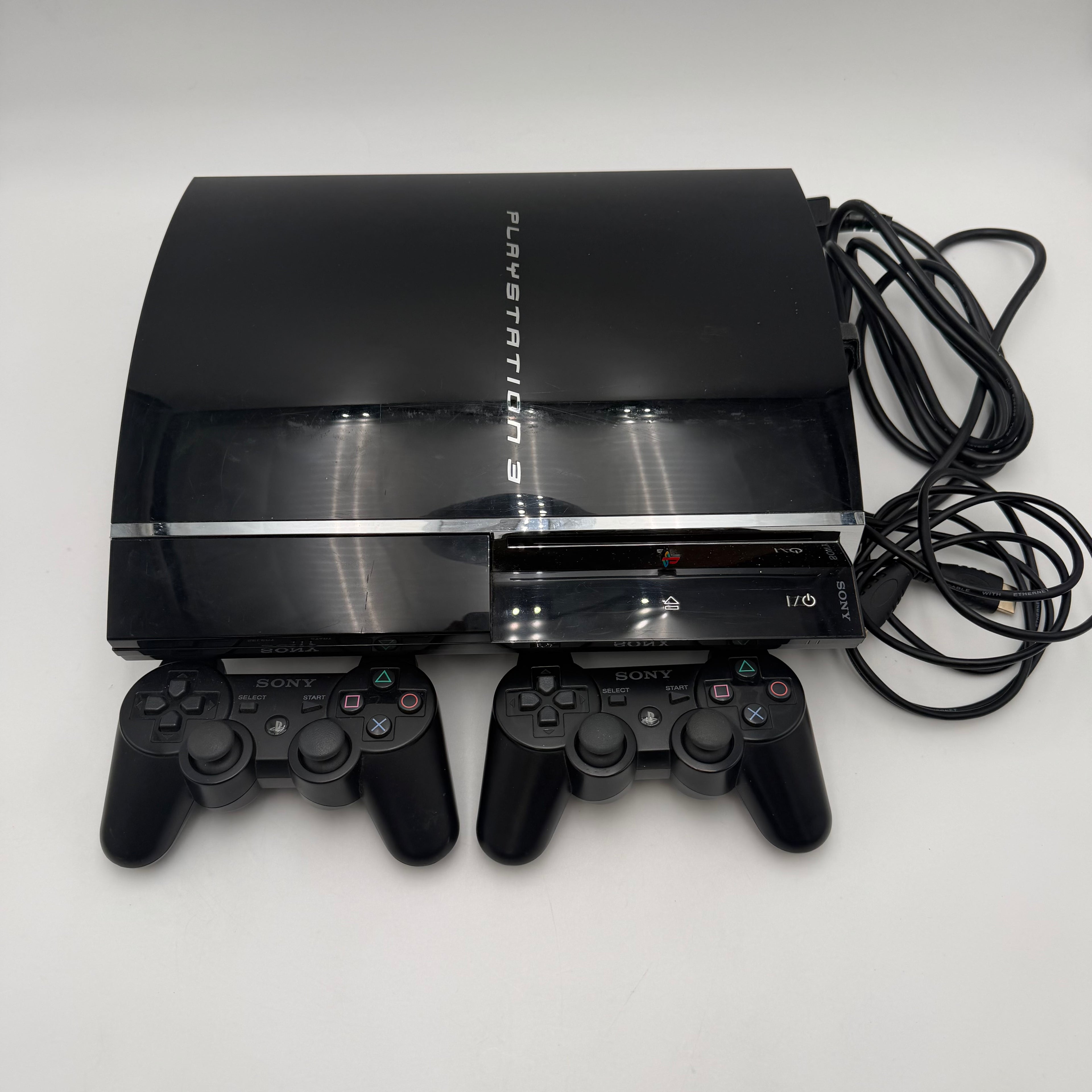 Sony PlayStation 3 Backward Compatible 80GB Black Console CECHE01 w/ 2 controllers