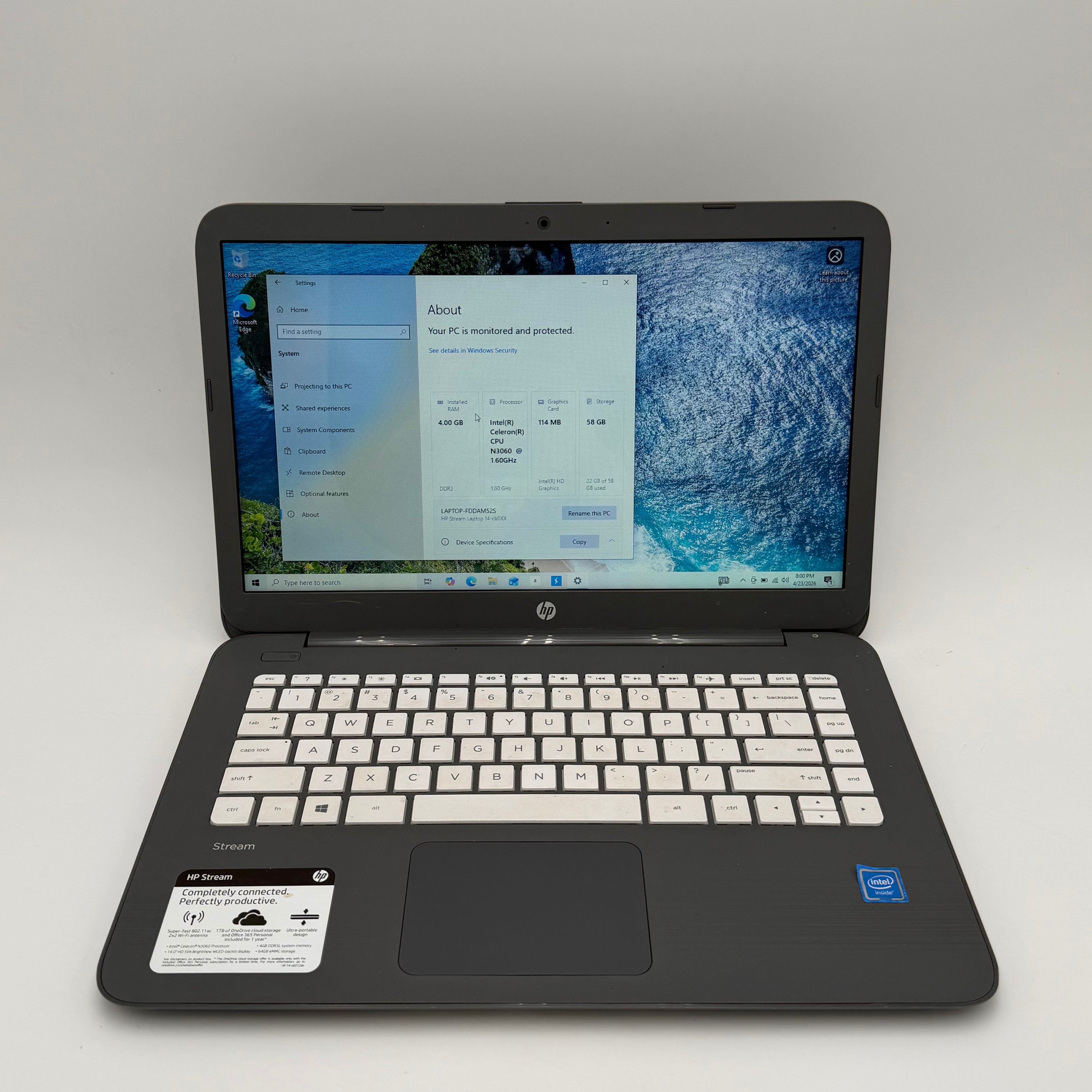 HP 14-cb012dx Laptop Gray Intel Celeron 1.6 GHz 4GB RAM 64GB