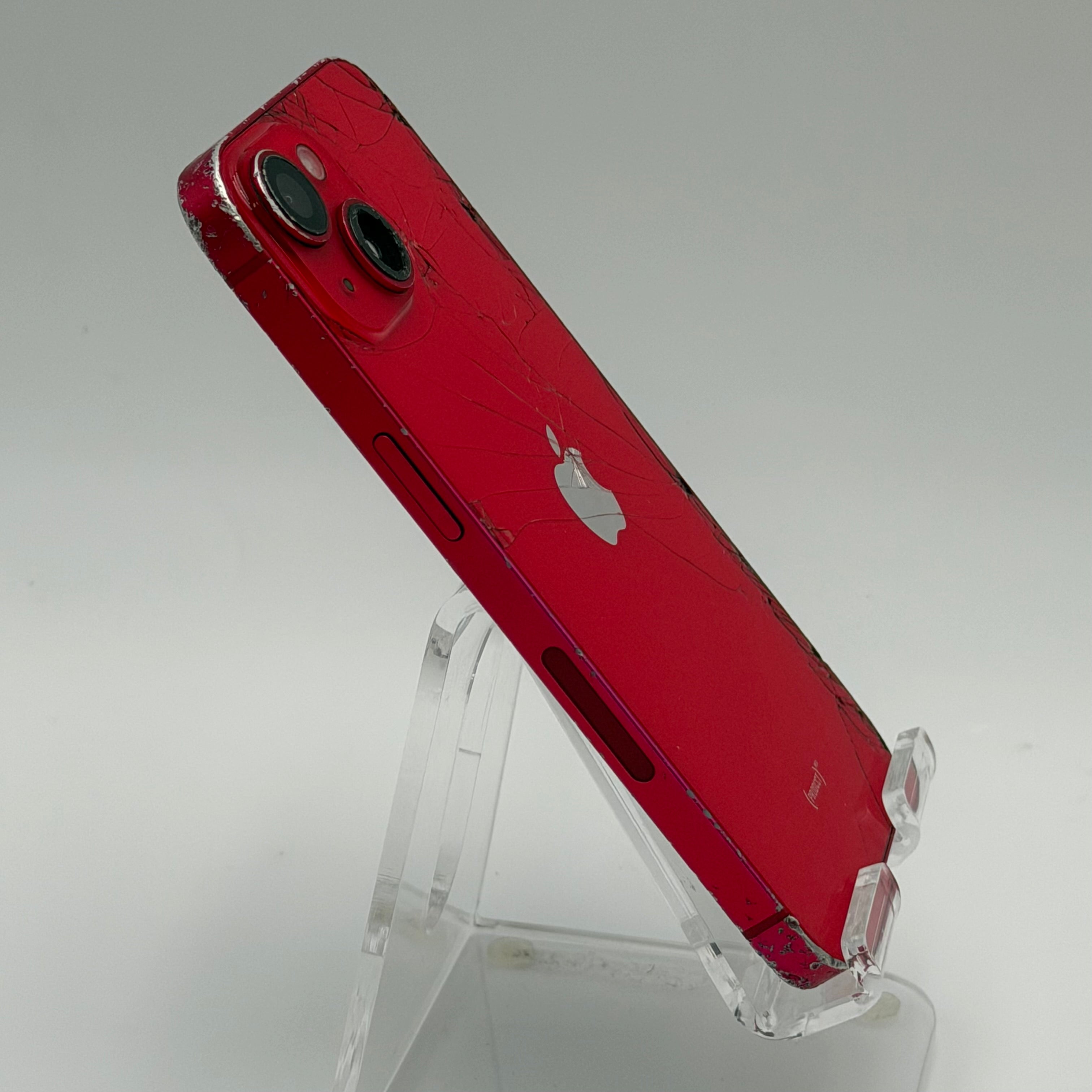 Broken T-Mobile Apple iPhone 14 Red - Cracked  Front - Back - 84% BH