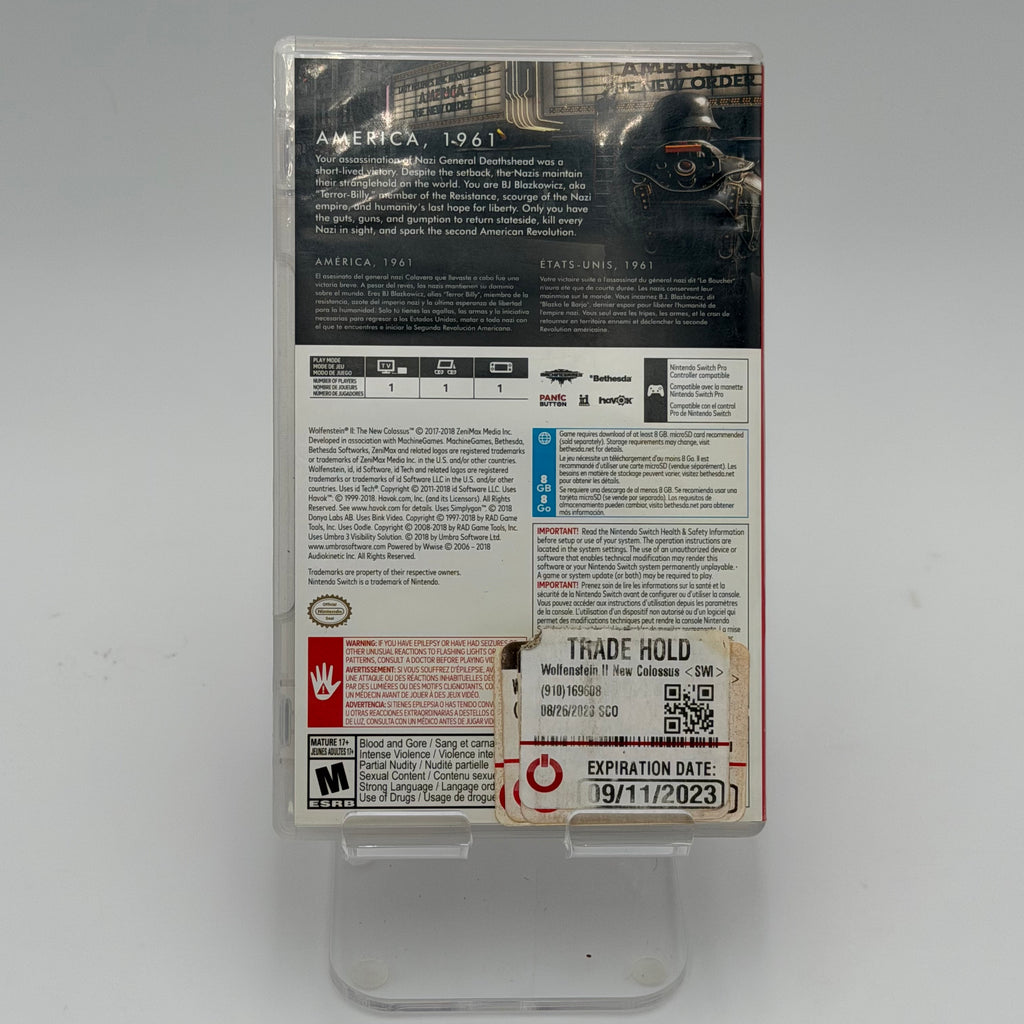Nintendo Switch Wolfenstein II The New Colossus Black Used Game