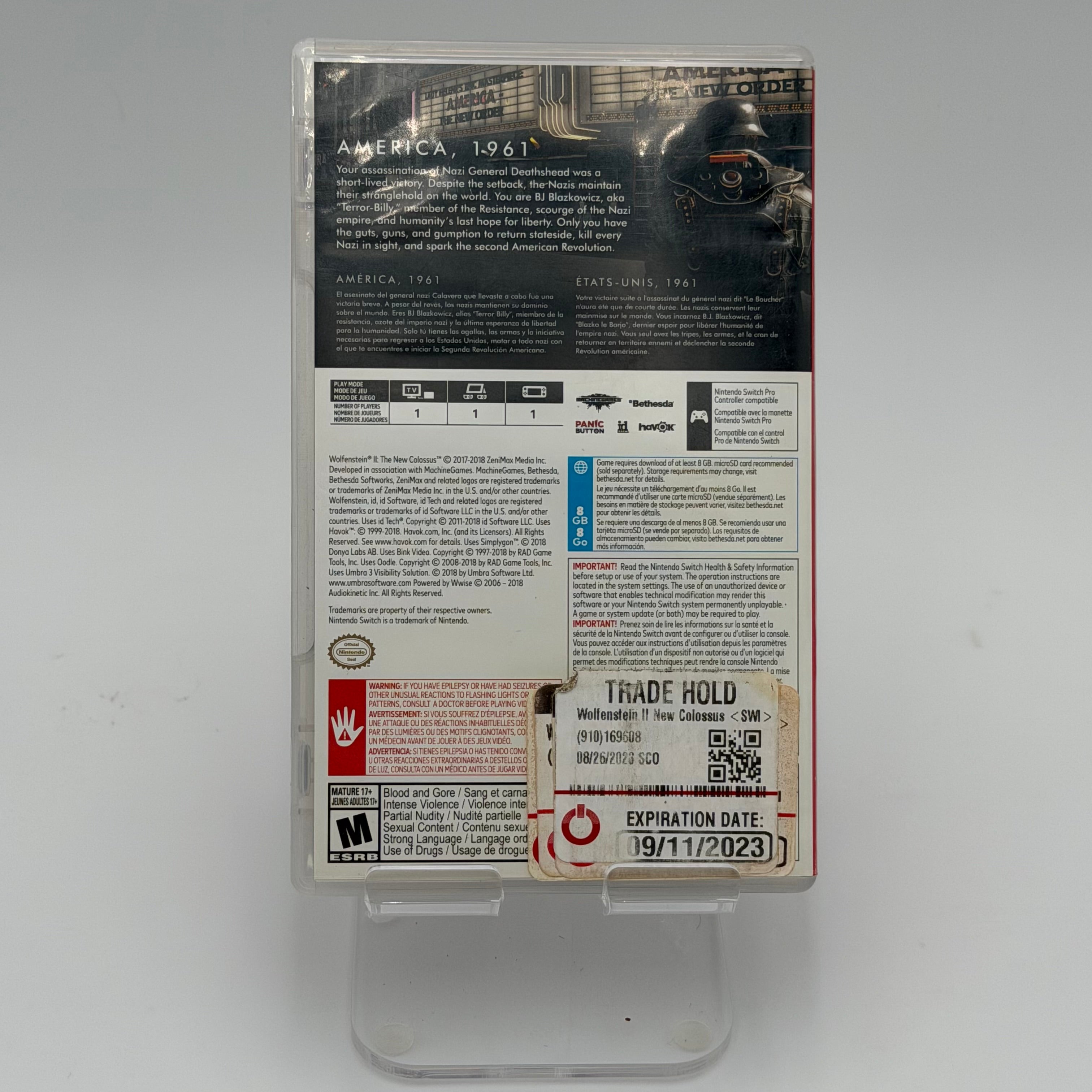 Nintendo Switch Wolfenstein II The New Colossus Black Used Game