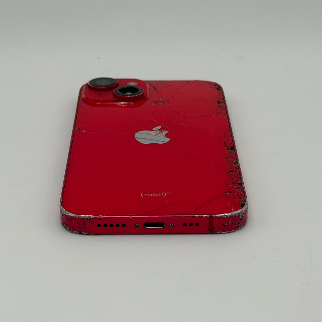 Broken T-Mobile Apple iPhone 14 Red - Cracked  Front - Back - 84% BH