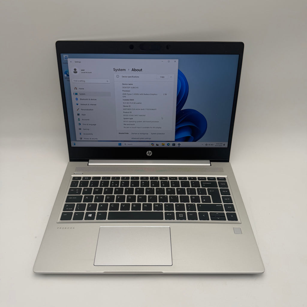 HP ProBook 445 G7 Laptop AMD Ryzen 5 8GB RAM 256GB Silver
