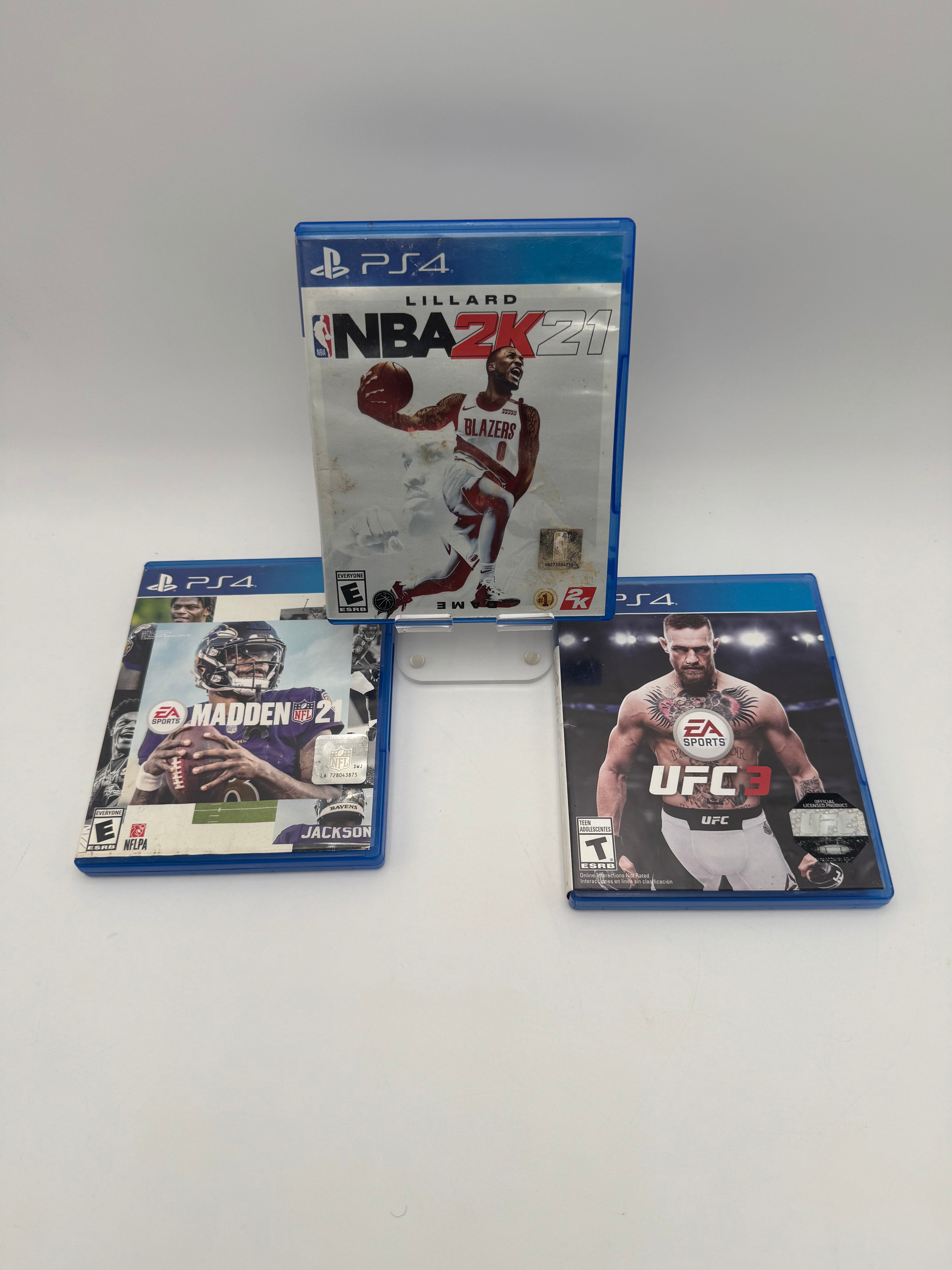 PS4 Madden NFL 21 w/ UFC 3 & NBA 2K21 - Used B - Tested Works