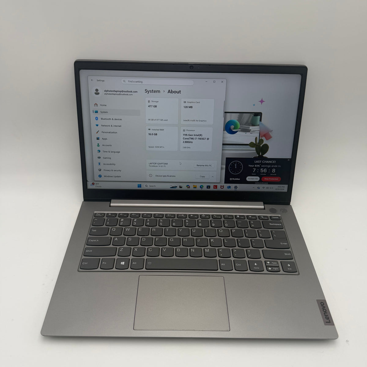 Lenovo ThinkBook 14 G2 ITL 512GB 16GB i7-1165G7