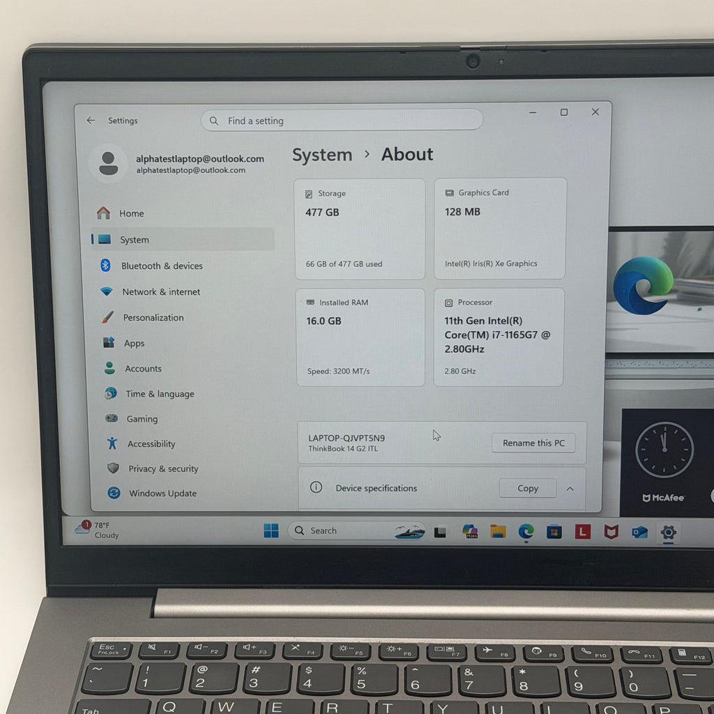 Lenovo ThinkBook 14 G2 ITL 512GB 16GB i7-1165G7