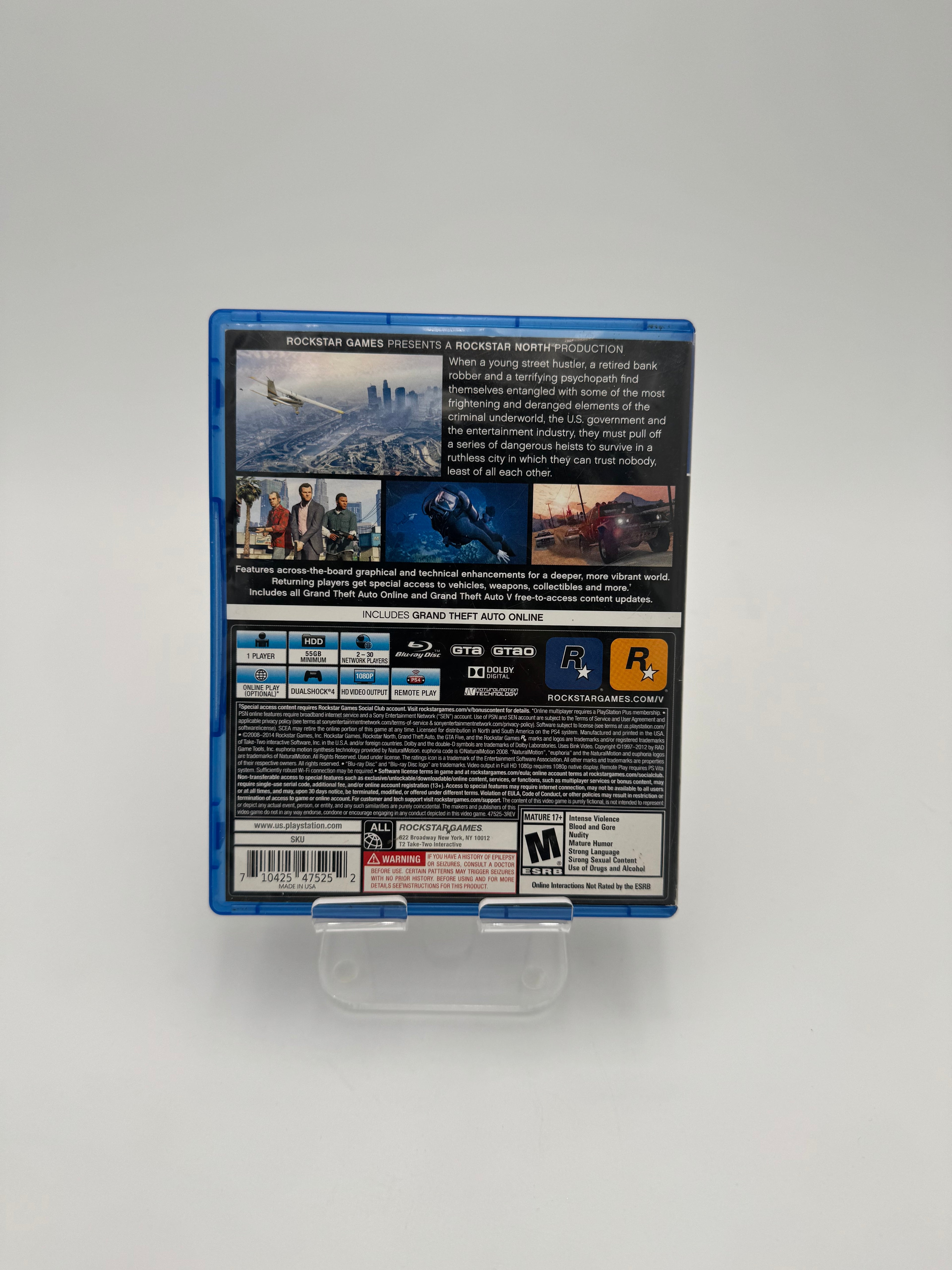 PlayStation 4 Grand Theft Auto V Video Game - Tested, Case, Manual & Inserts