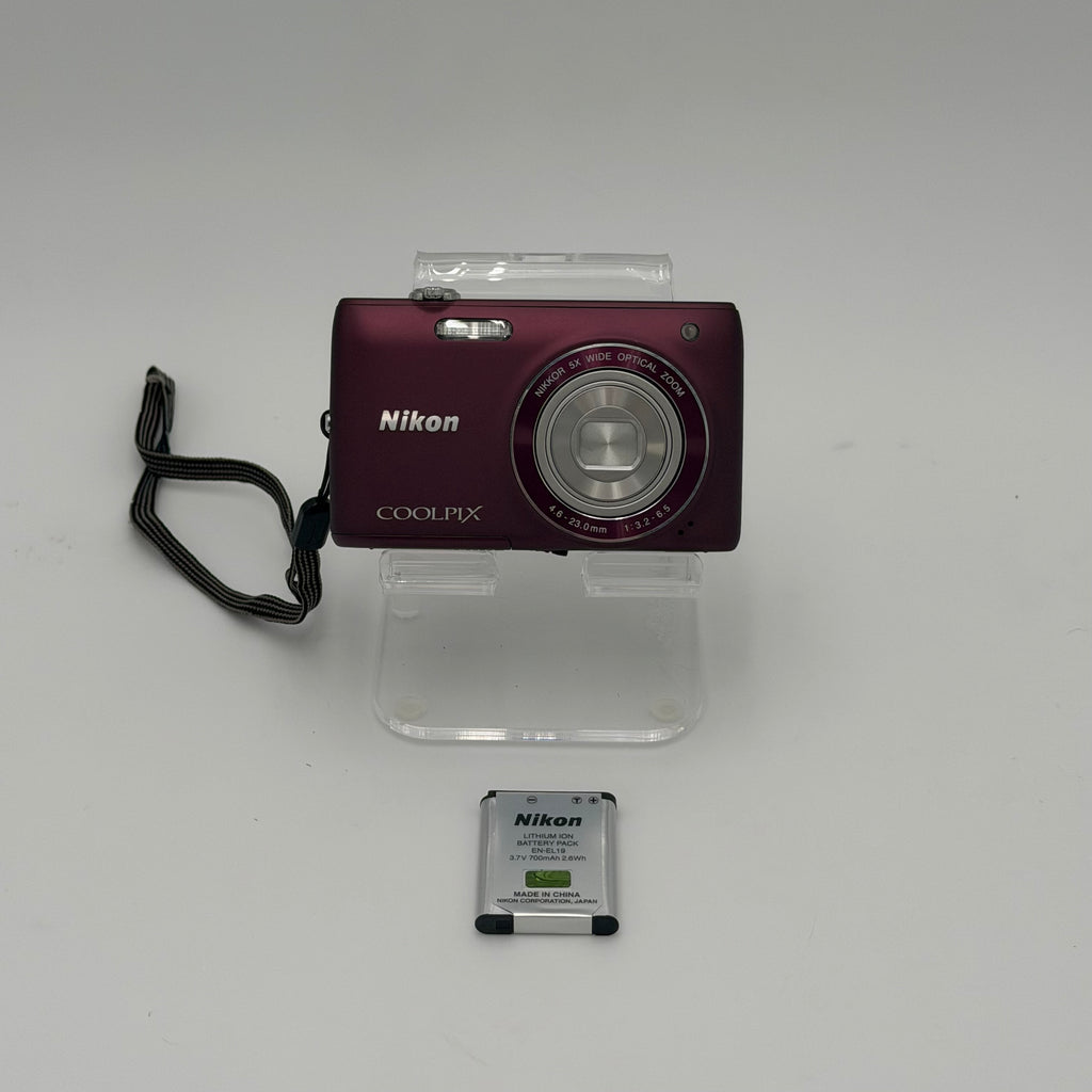 Nikon COOLPIX S4100 Digital Camera Plum 14MP 5X Optical Zoom TESTED NO CHARGER
