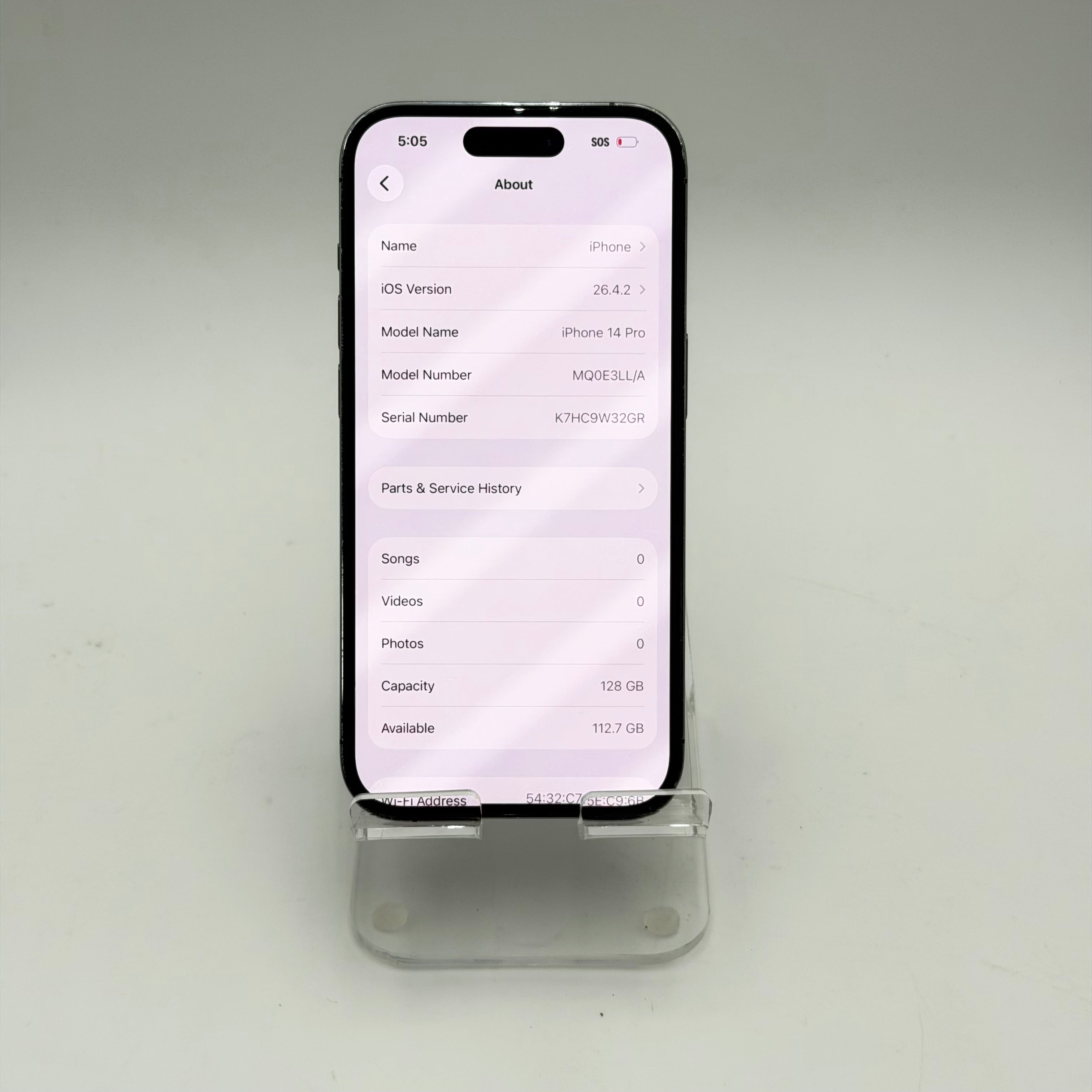 Broken Unlocked Apple iPhone 14 Pro - 128GB Purple - 77% BH - Cracked Back