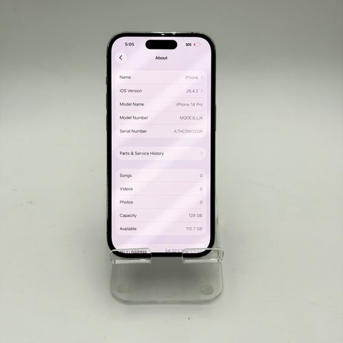 Broken Unlocked Apple iPhone 14 Pro - 128GB Purple - 77% BH - Cracked Back