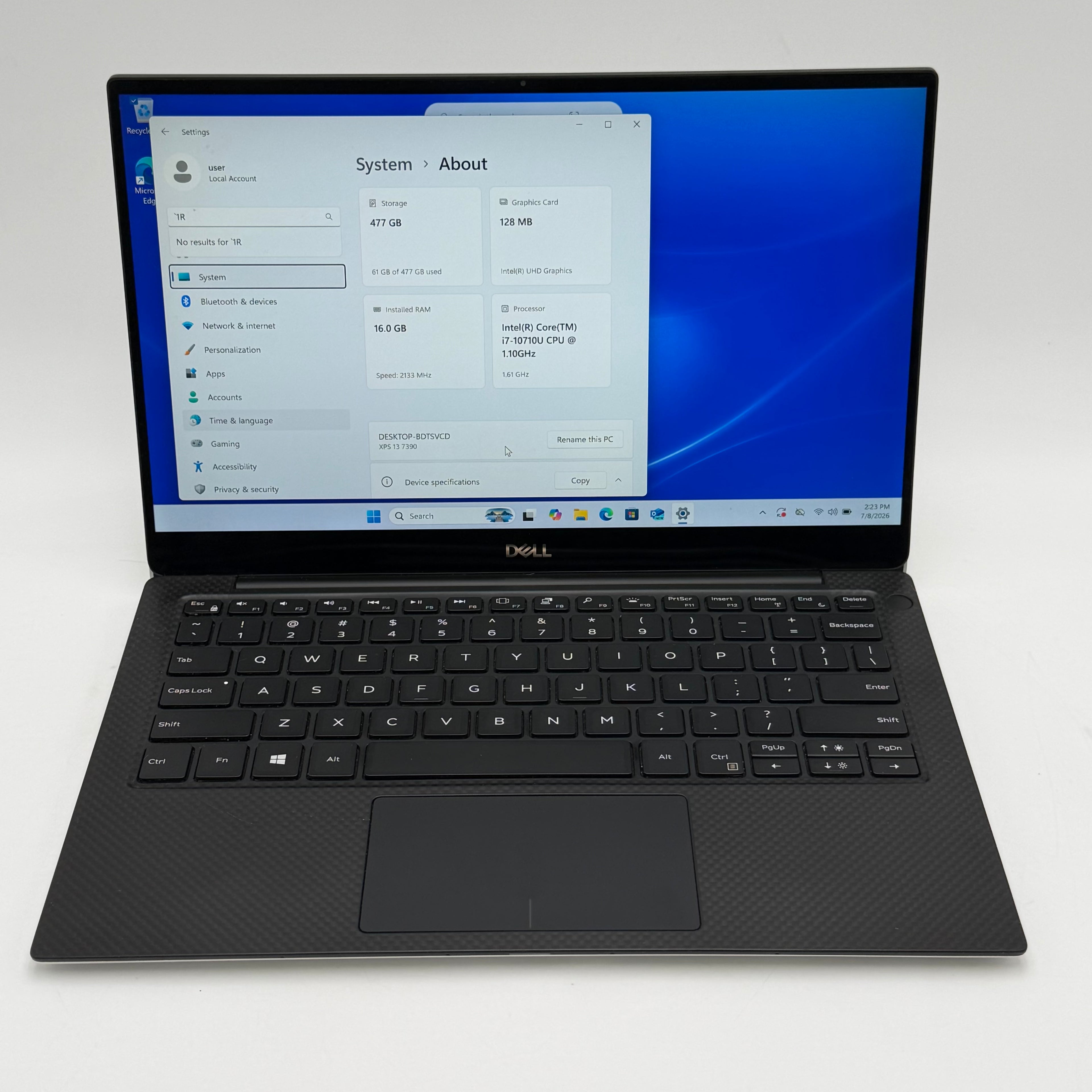 Dell XPS 13 7390 13" Touch Screen Intel i7-10710U Laptop 16GB RAM 512GB SSD Win 11 Charger