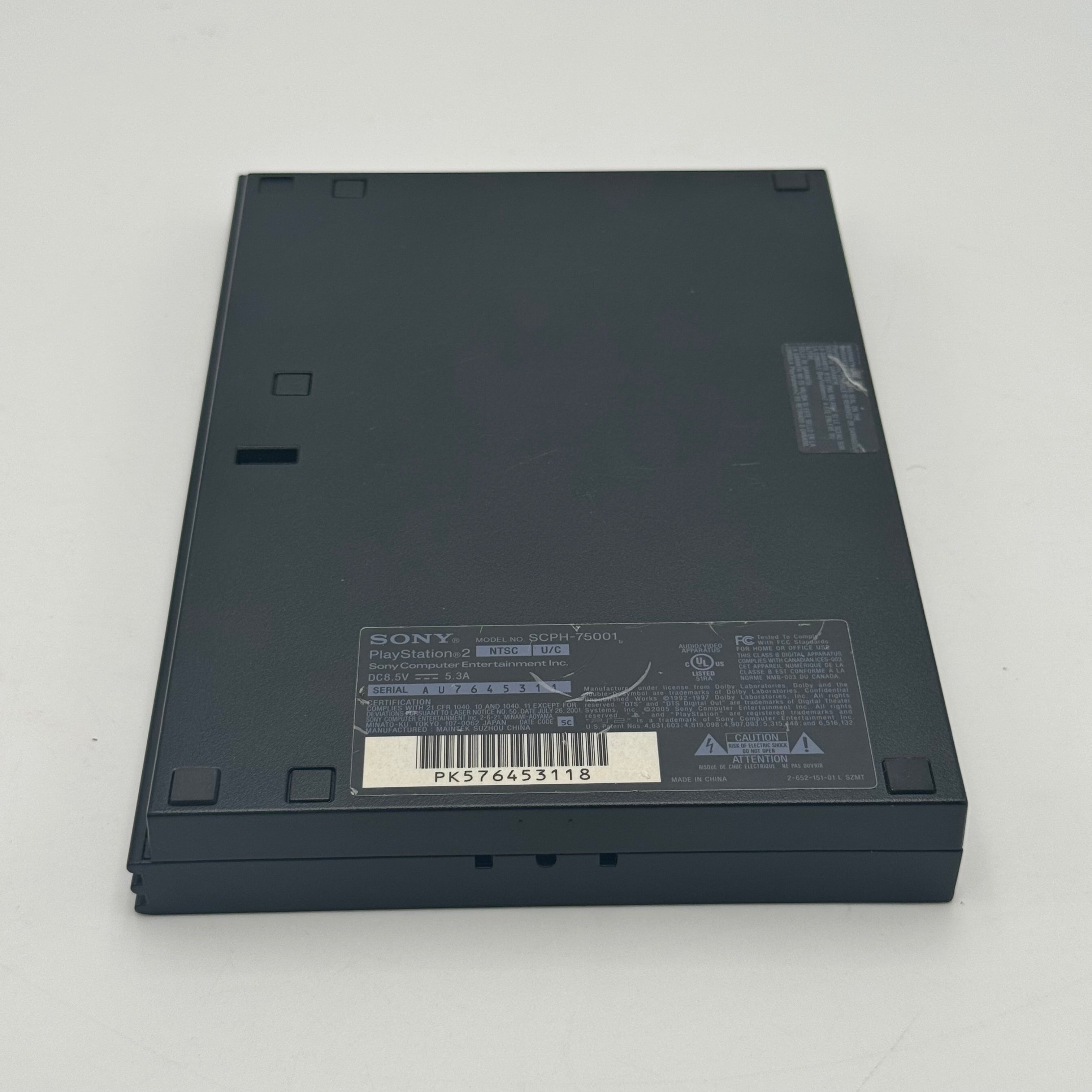 Broken Sony PlayStation 2 Slim (SCPH-75001) w/Power Cord Unreadable Disc