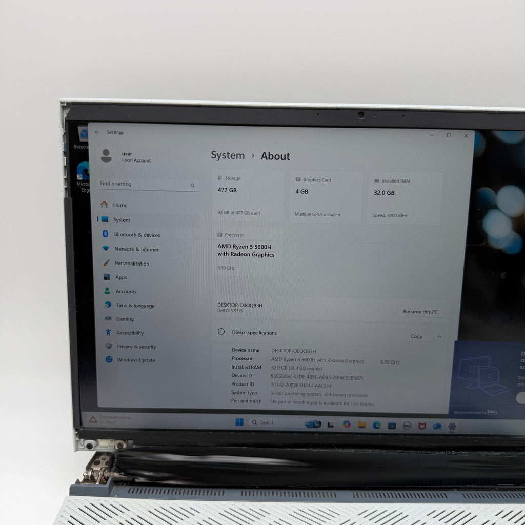 Dell G15 Ryzen Edition  512GB 32GB Laptop - Broken Frame - Read
