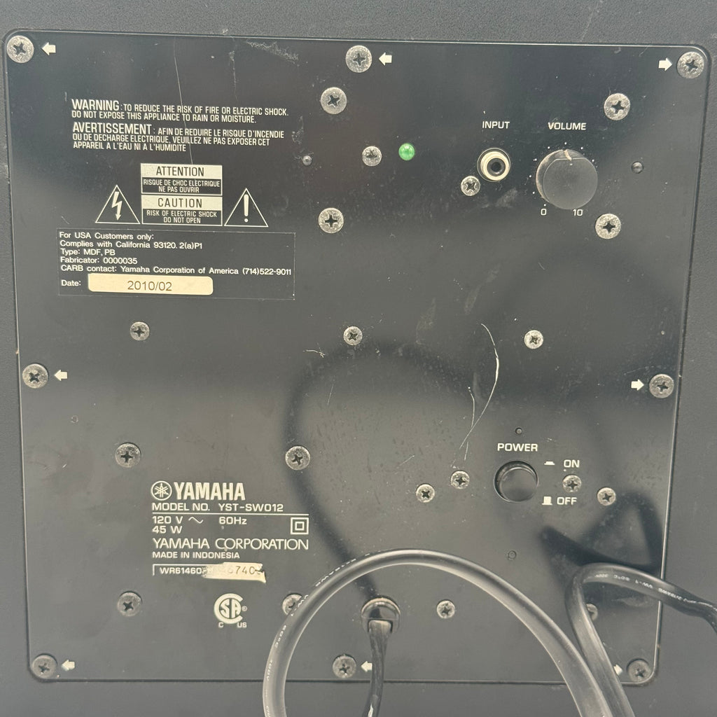 Yamaha YST-SW012 Subwoofer Speaker, Black, Pre-Owned