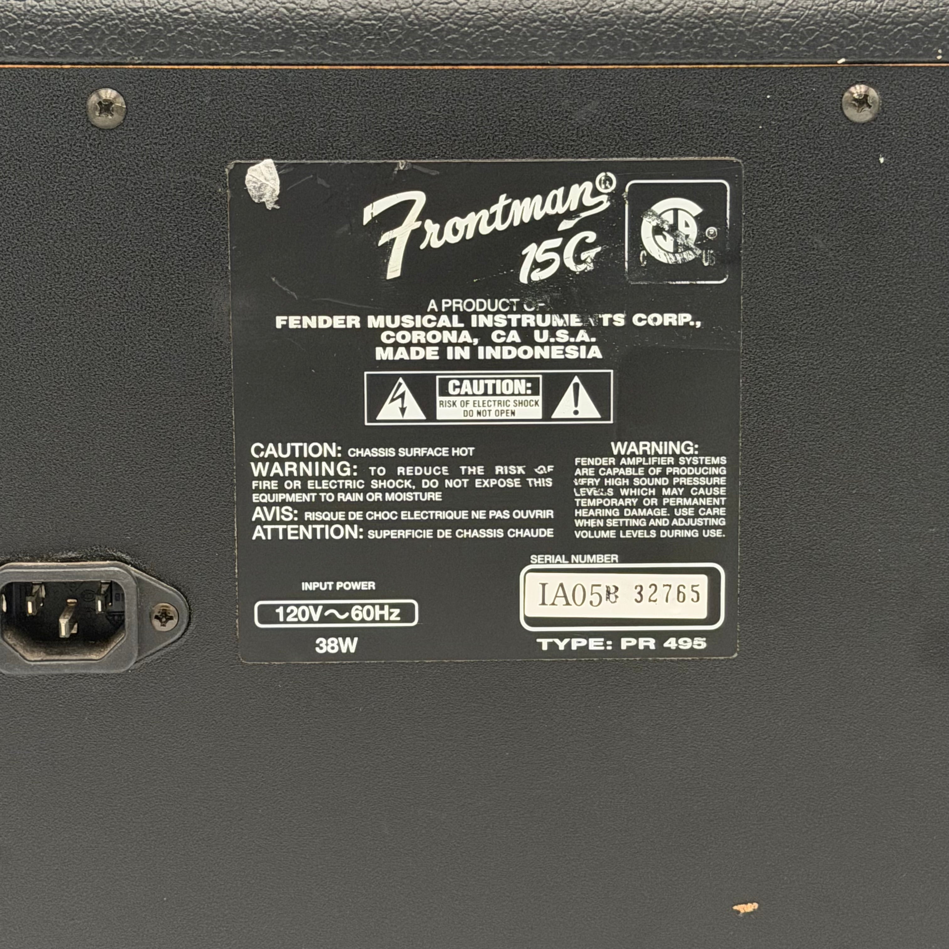 Fender Frontman 15G 15 watt Guitar Amp POWER CABLE INCLUDE