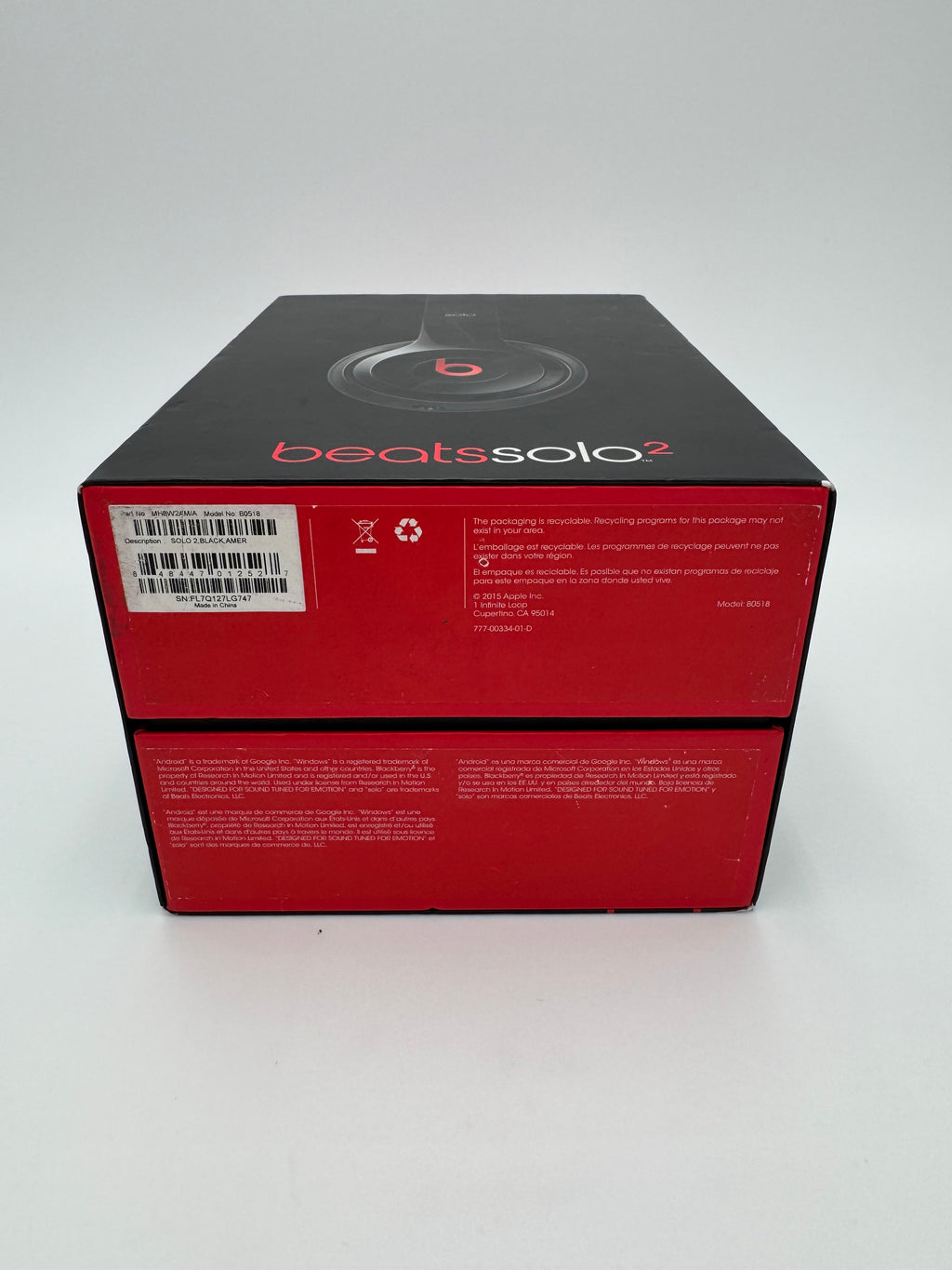 Beats Solo 2 Black Headphones - For Parts - Serial FL7Q127LG747