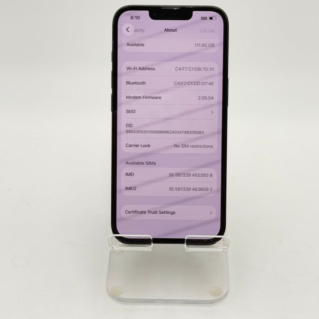 Unlocked Apple iPhone 16e 128GB Black 100% BH
