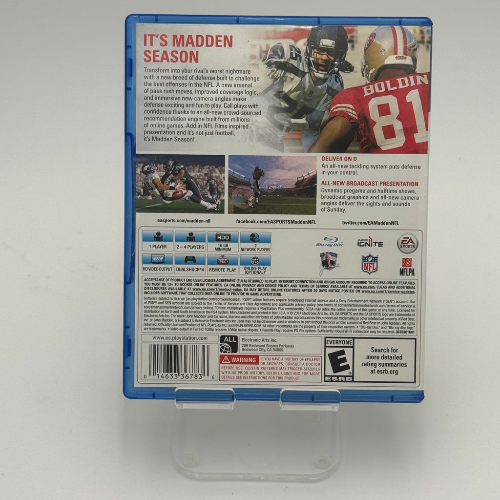 Madden NFL 15 PlayStation 4 Video Game - Blue Case with Inserts, Used A