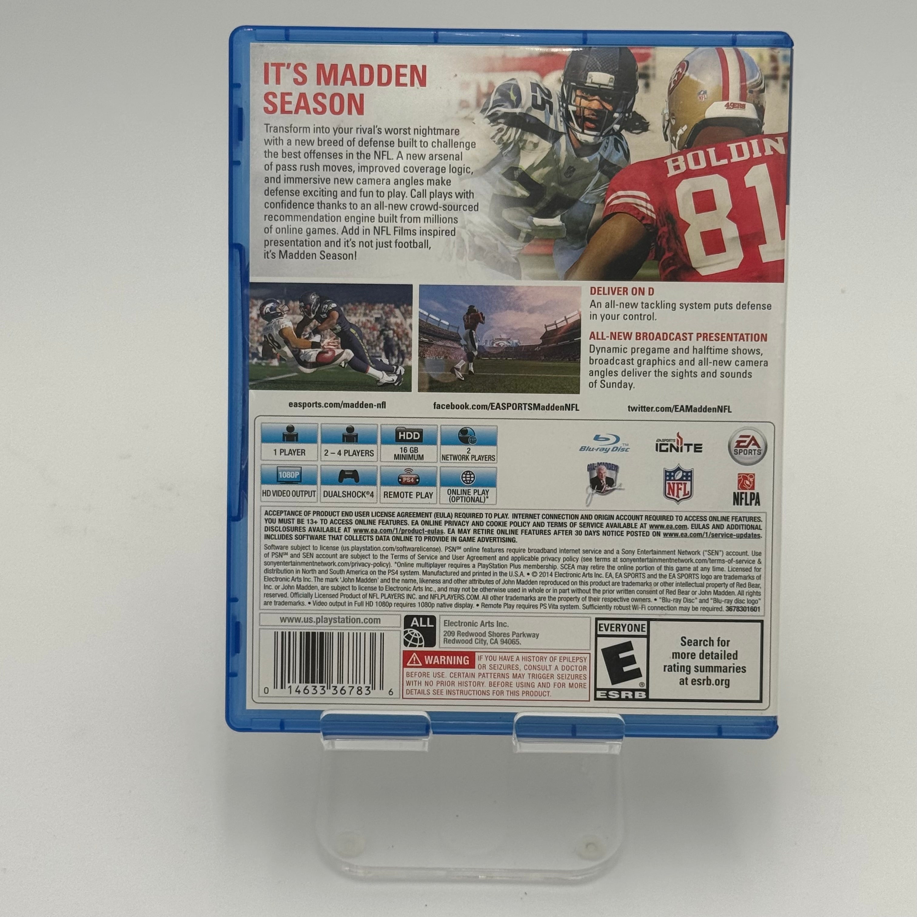 Madden NFL 15 PlayStation 4 Video Game - Blue Case with Inserts, Used A