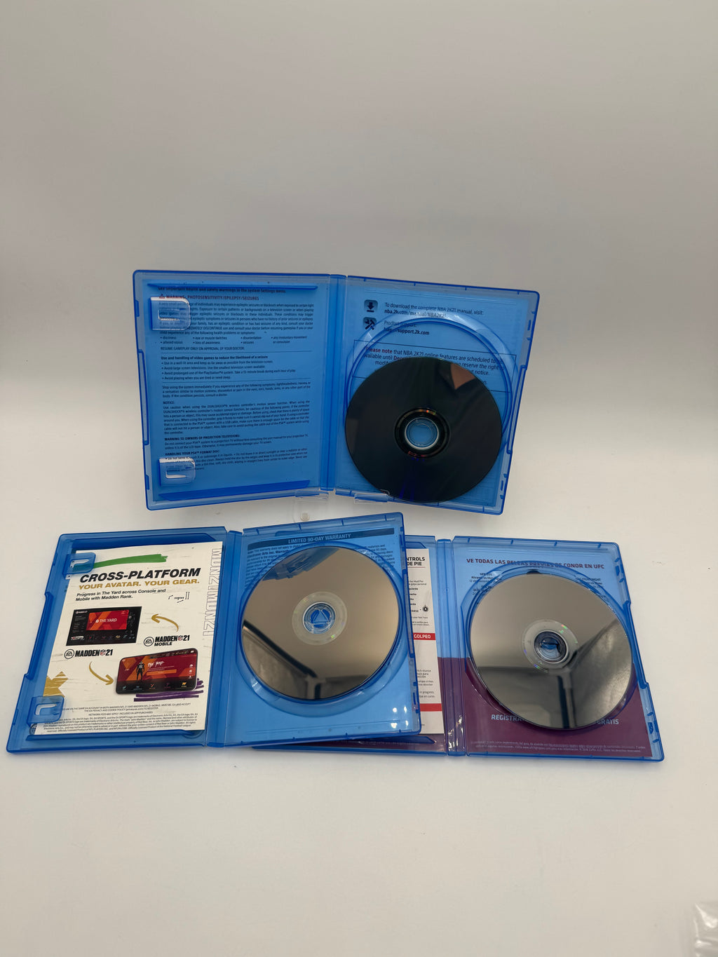 PS4 Madden NFL 21 w/ UFC 3 & NBA 2K21 - Used B - Tested Works