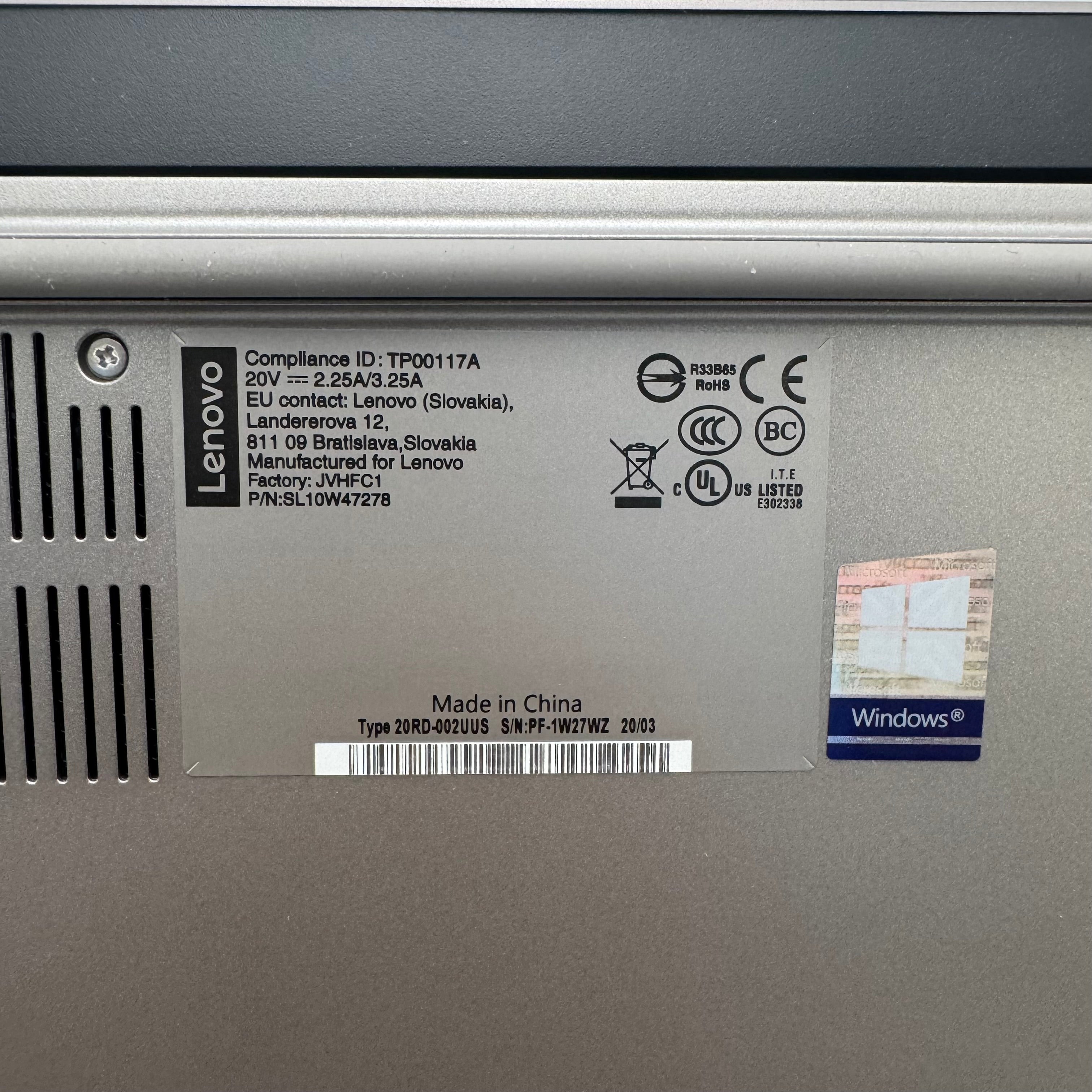 Lenovo ThinkPad E15 15” Core i7-10510U 8GB 512GB 1.80GHz Laptop - Bad Battery
