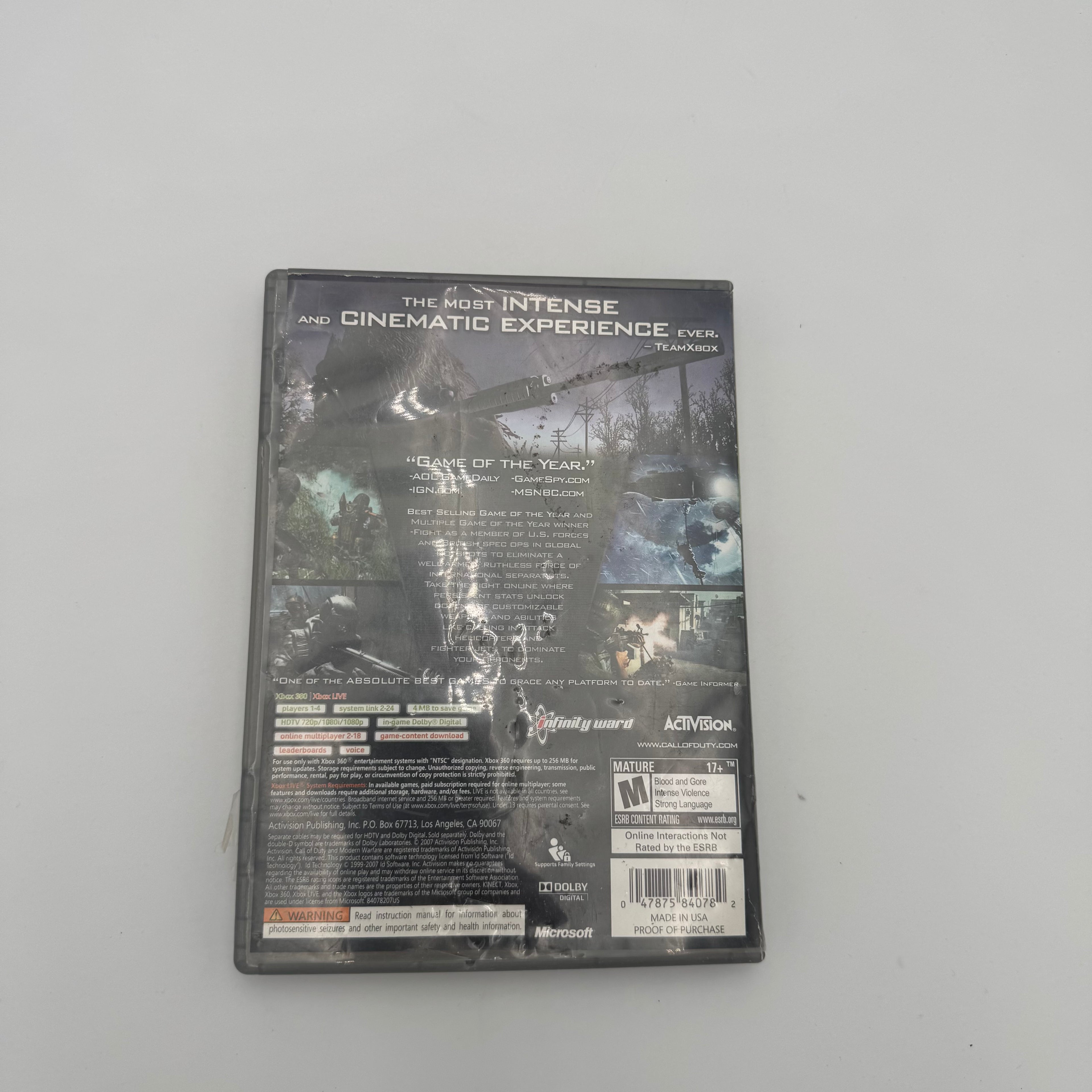 Call of Duty: Modern Warfare Game of the Year - Microsoft Xbox 360 Cib