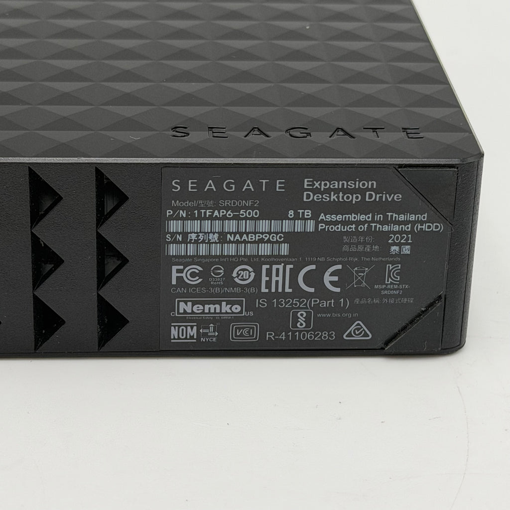 Seagate External Expansion Desktop Drive 8TB Micro USB-B to USB-A HDD SRD0NF2