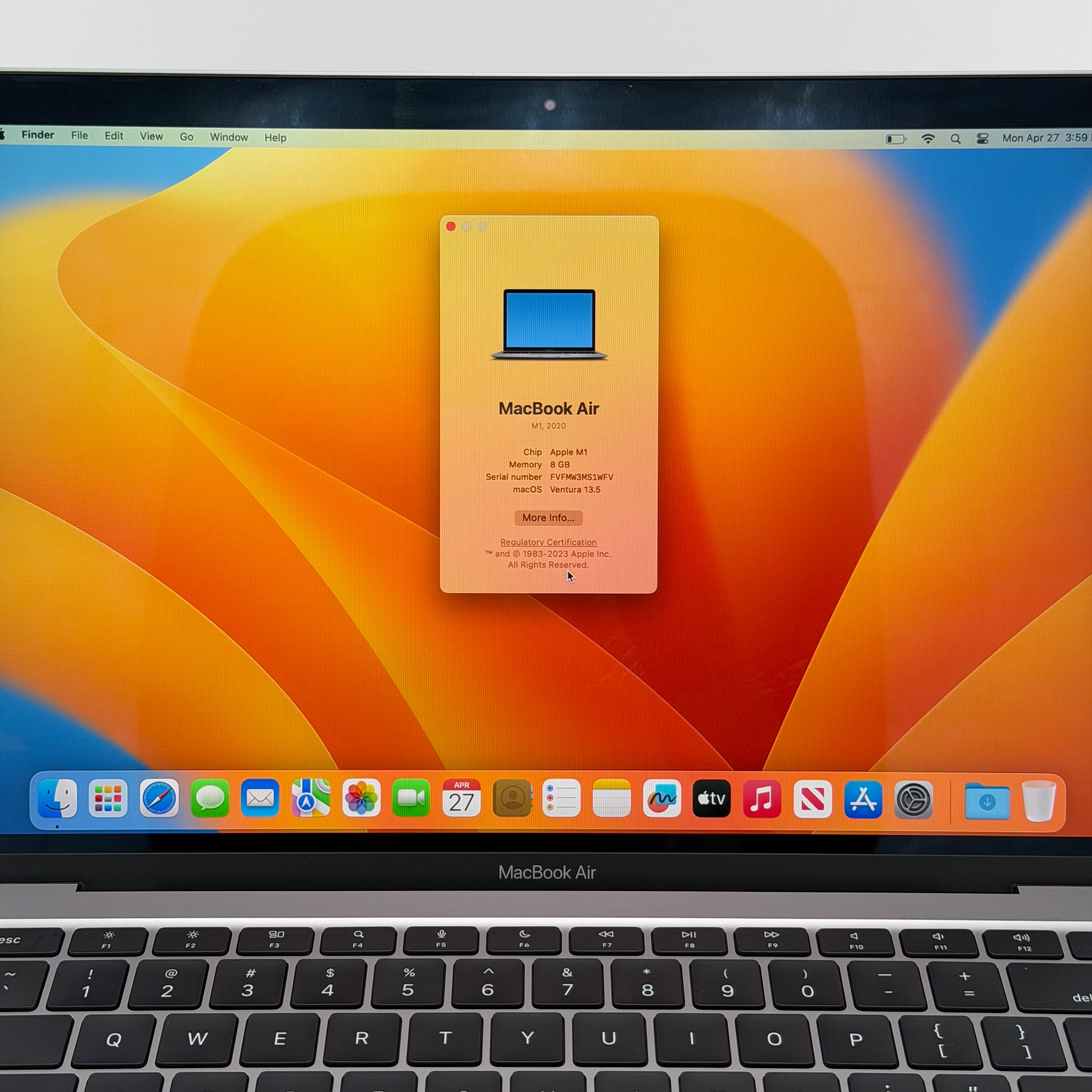 Apple MacBook Air 13" M1 A2337 2020 Space Gray 8GB RAM 128GB SSD