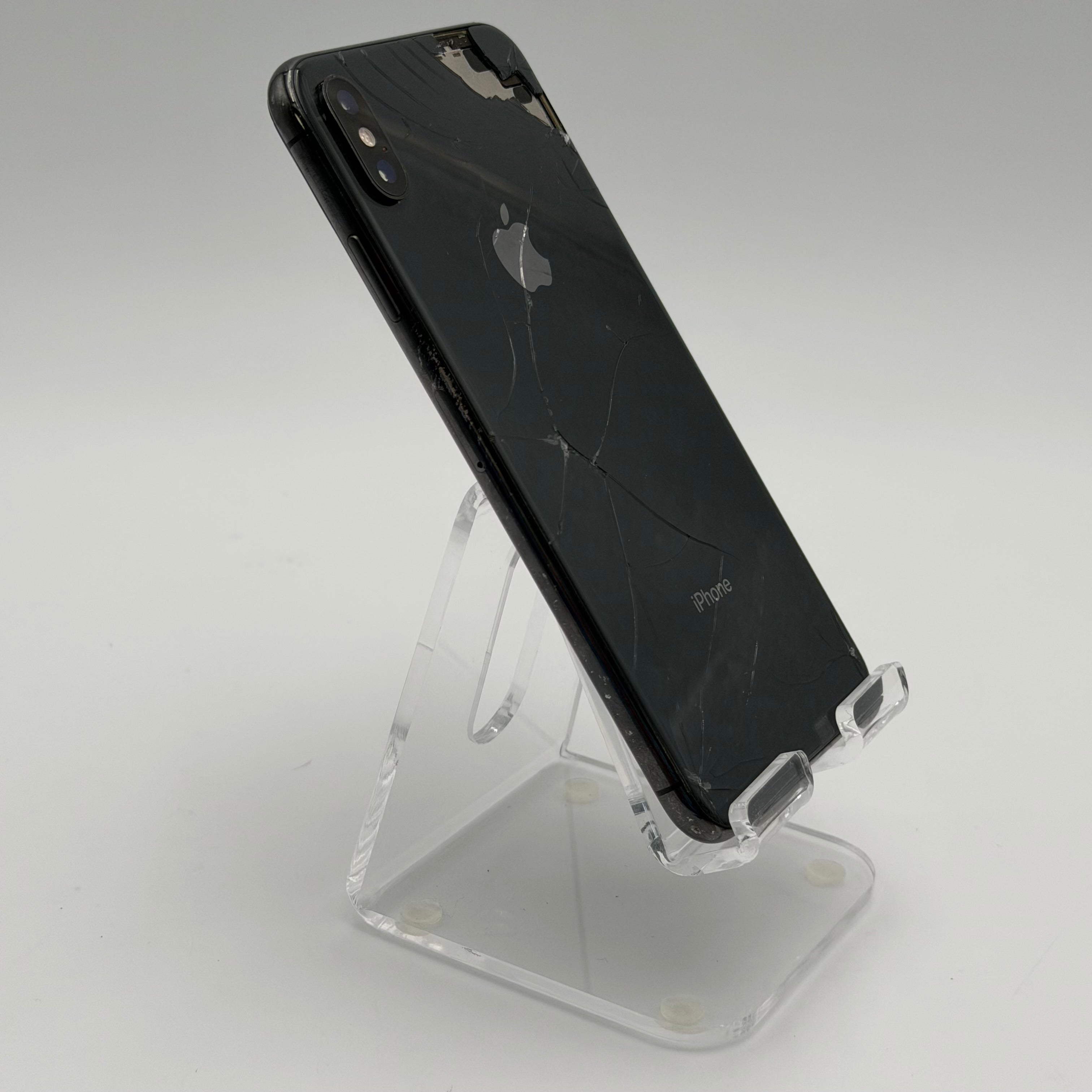 Broken Unlocked Apple iPhone XS Max - 64GB - Space Gray - Cracked Screen - No Charge