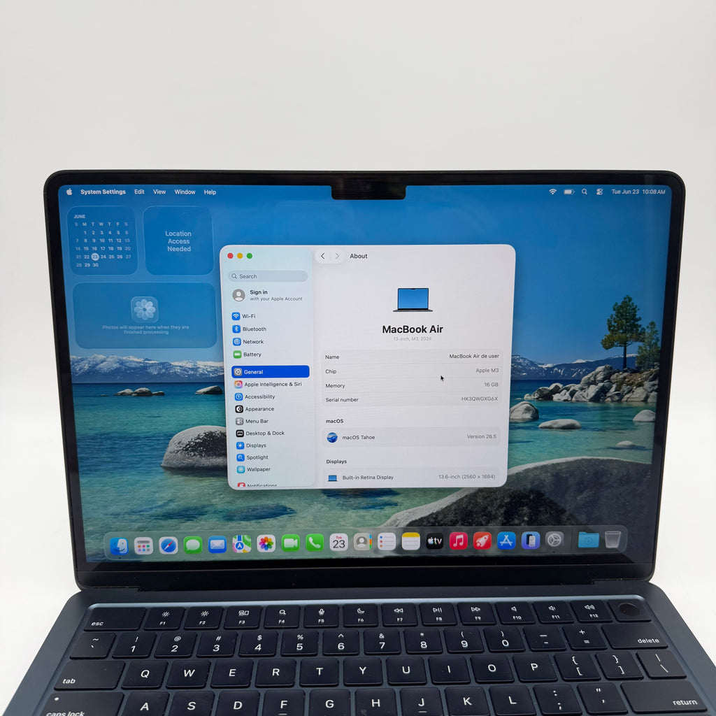 Apple MacBook Air 13-inch M3 A3113 2024 Laptop Blue 16GB 256GB Used