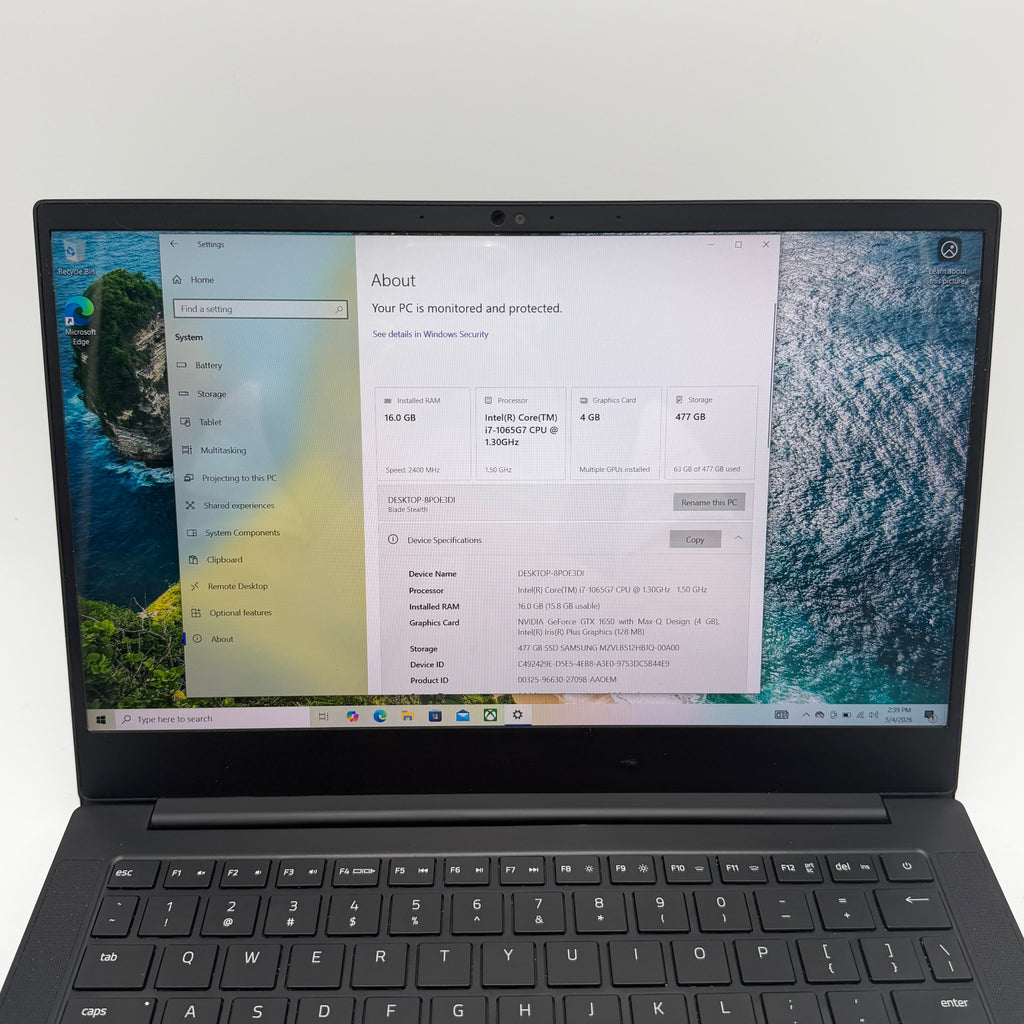 Razer Blade Stealth 13" (2020) RZ09-0310 - i7-1065G7 - GTX 1650 Ti - 16GB RAM