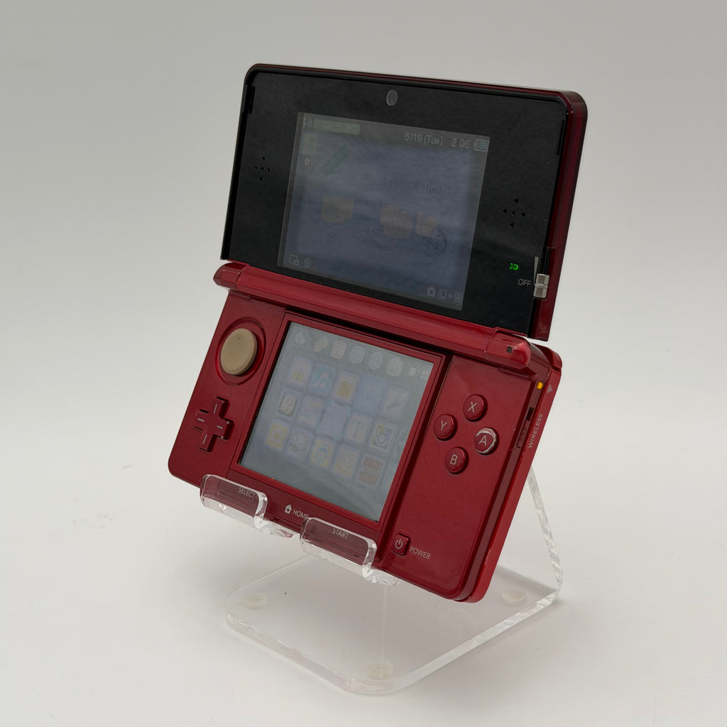 Flame Red Nintendo 3DS (Original) - WORKING - Includes Charger and Stylus