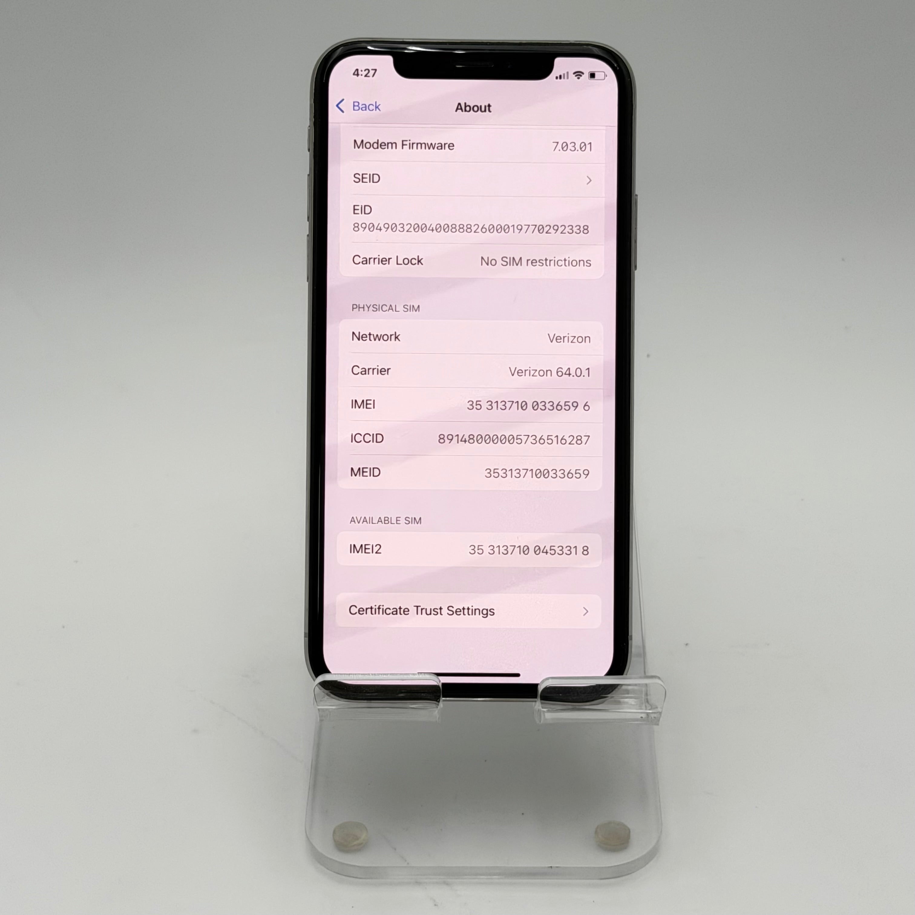 Apple iPhone XS 64GB White Unlocked - Broken