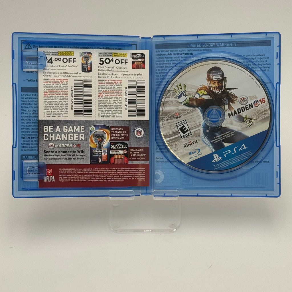 Madden NFL 15 PlayStation 4 Video Game - Blue Case with Inserts, Used A