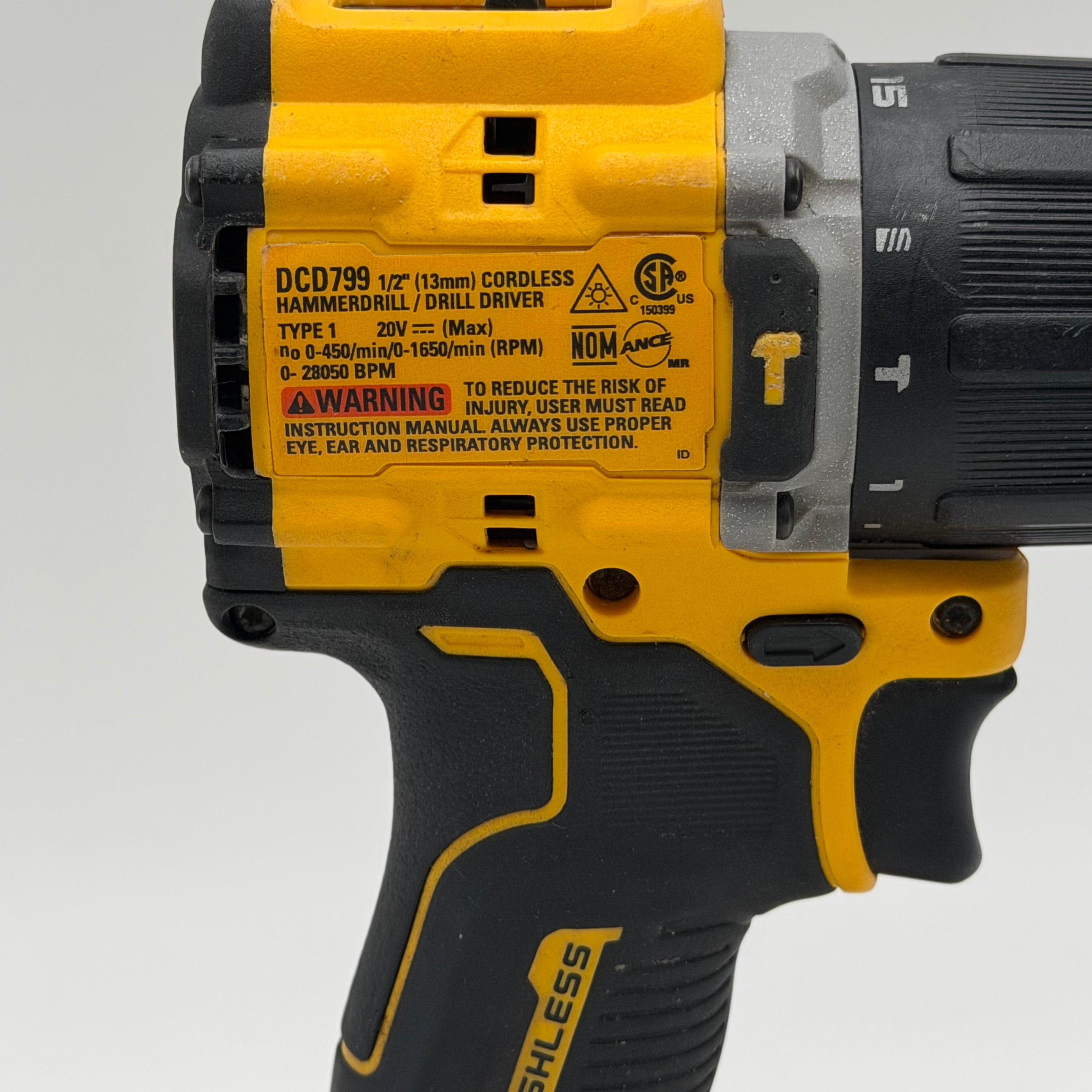 DEWALT DCD799 20V ATOMIC 1/2" Brushless Hammer Drill w/ Battery + Charge Station