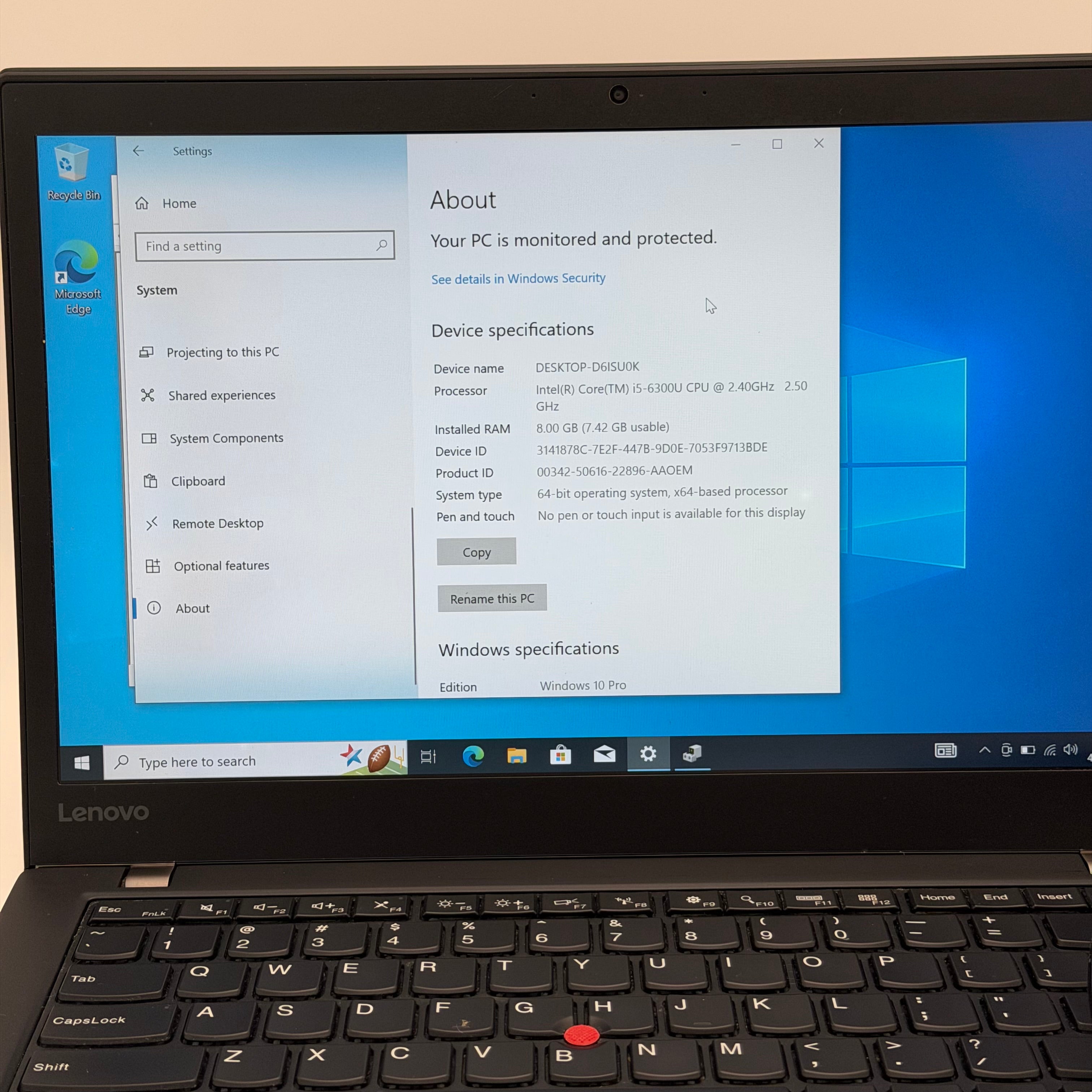 Lenovo ThinkPad T460s 15.6" Core i5 8GB RAM 256GB SSD Black Laptop