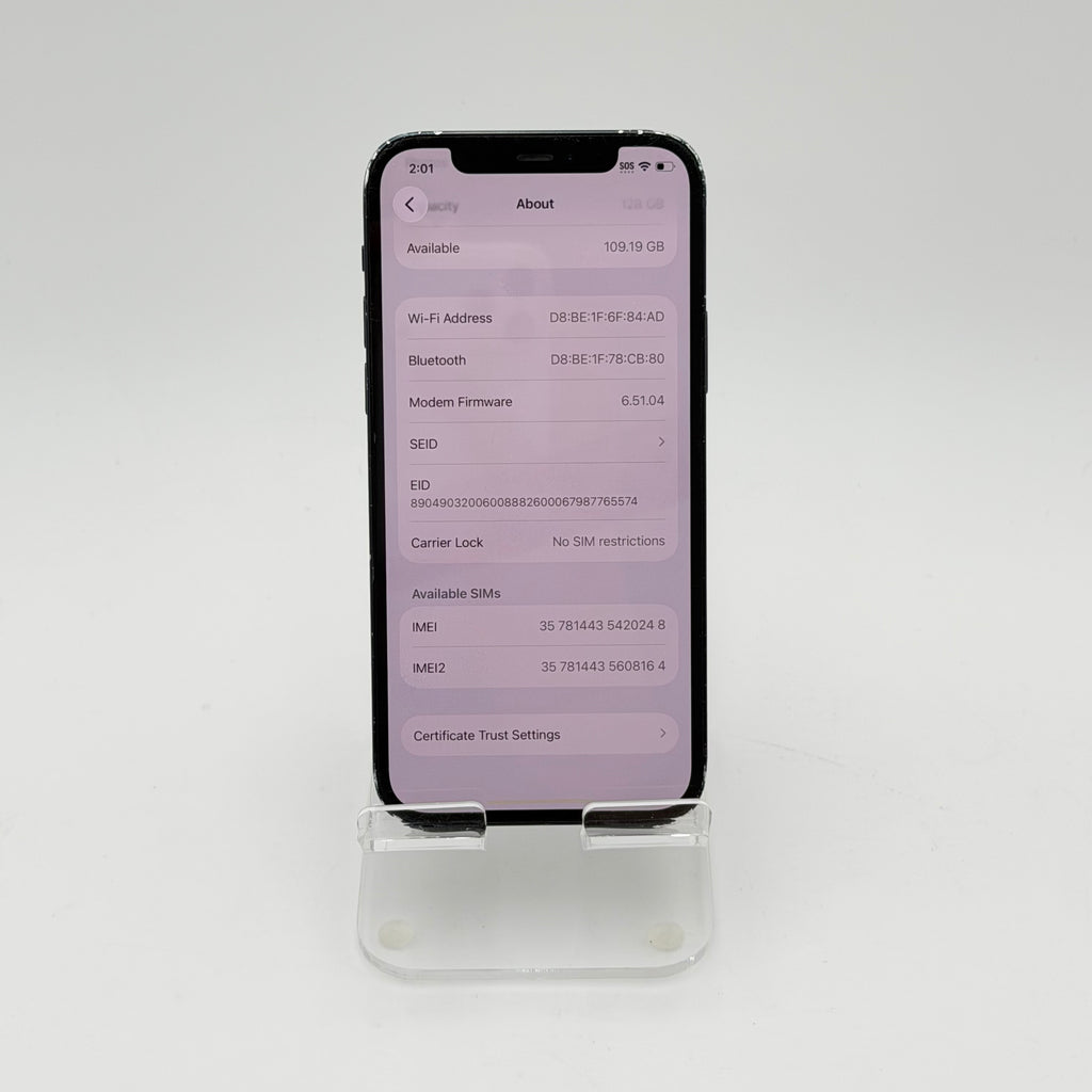 Broken Unlocked Apple iPhone 12 - 128GB - 79% BH - Cracked Back