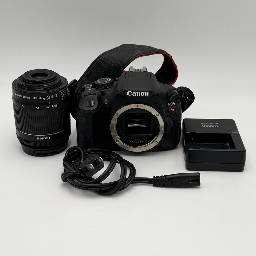 Canon EOS Rebel T5i DSLR Camera, Charger + EF-S 18-55mm Lens