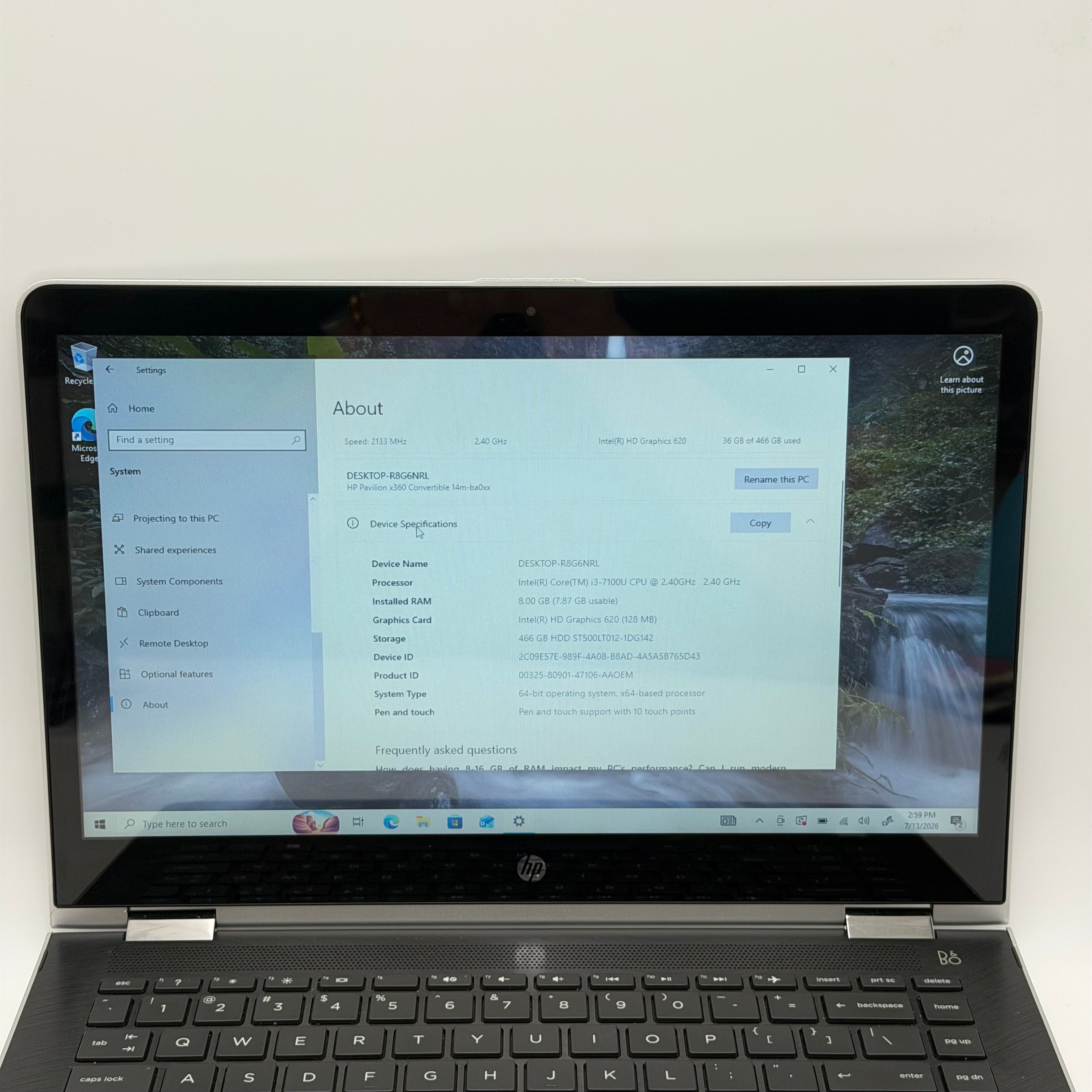 HP Pavilion x360m Convertible Touch screen 14m-ba013dx Core i3 8GB RAM 512GB 14-inch Laptop