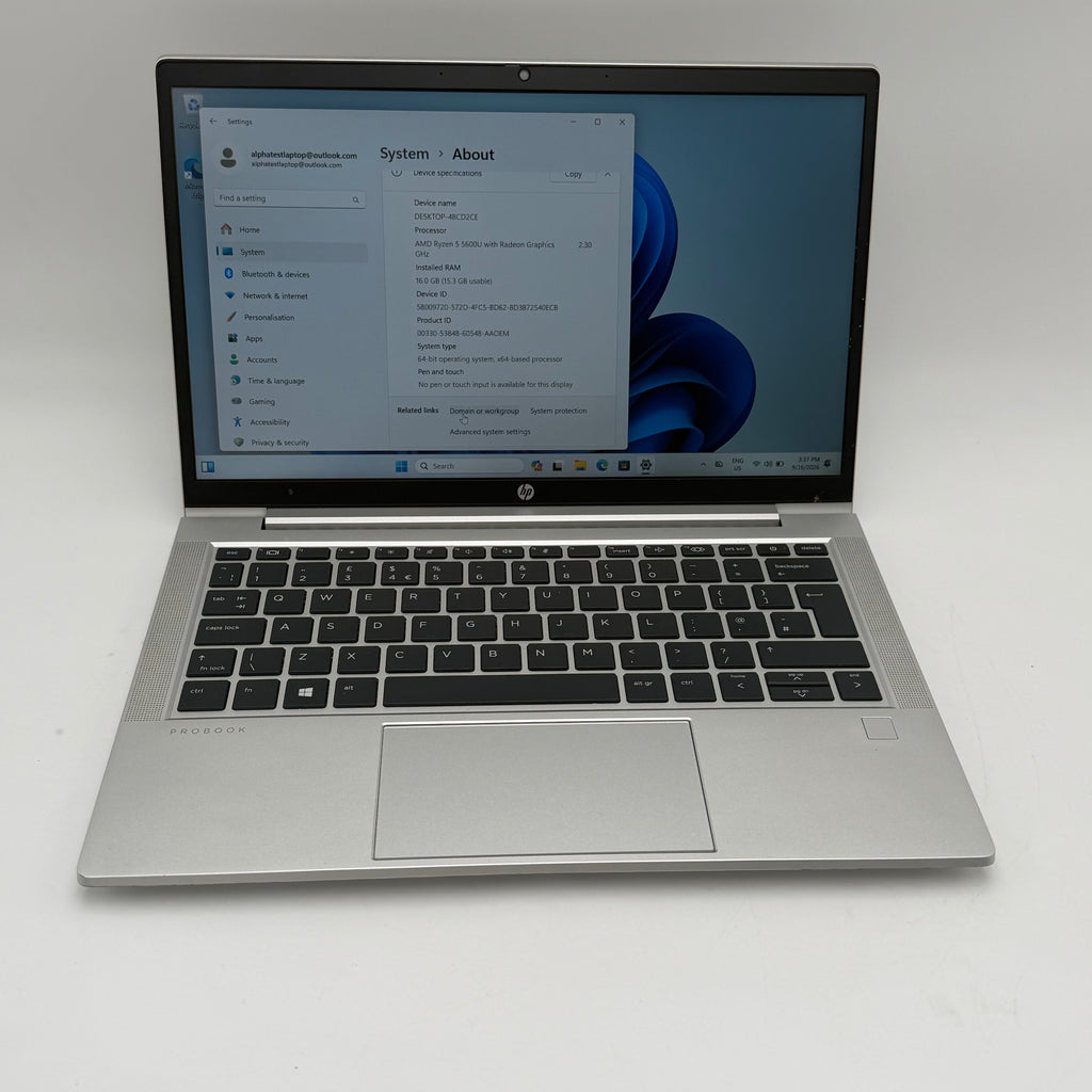 HP ProBook 635 G8 Laptop Ryzen 5 16GB RAM 256GB SSD Silver Charger