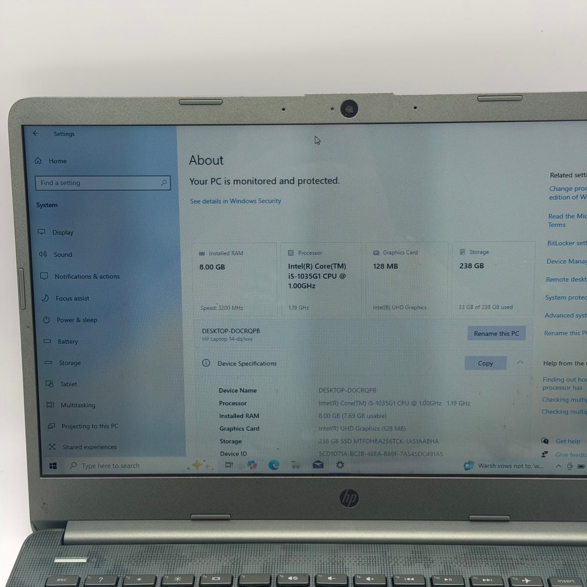 HP 14-DQ1088WM i5 8GB 1256GB