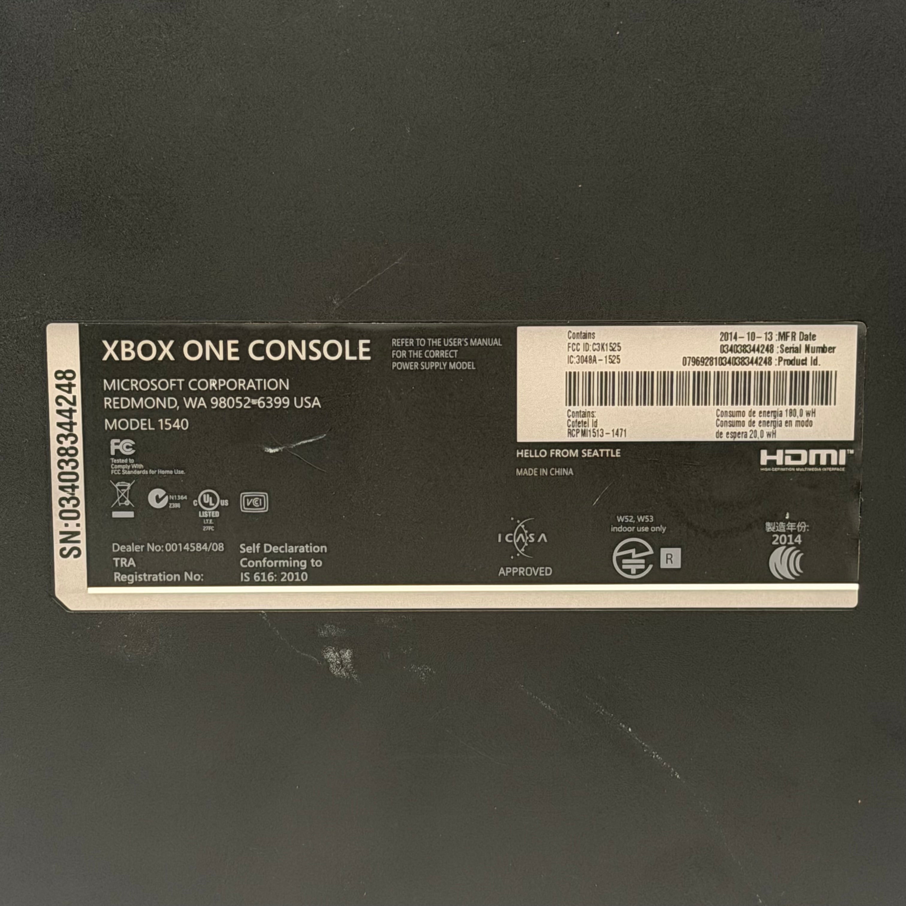 Microsoft Xbox One 2013 Model 1540 500GB Console w/ Power Cable