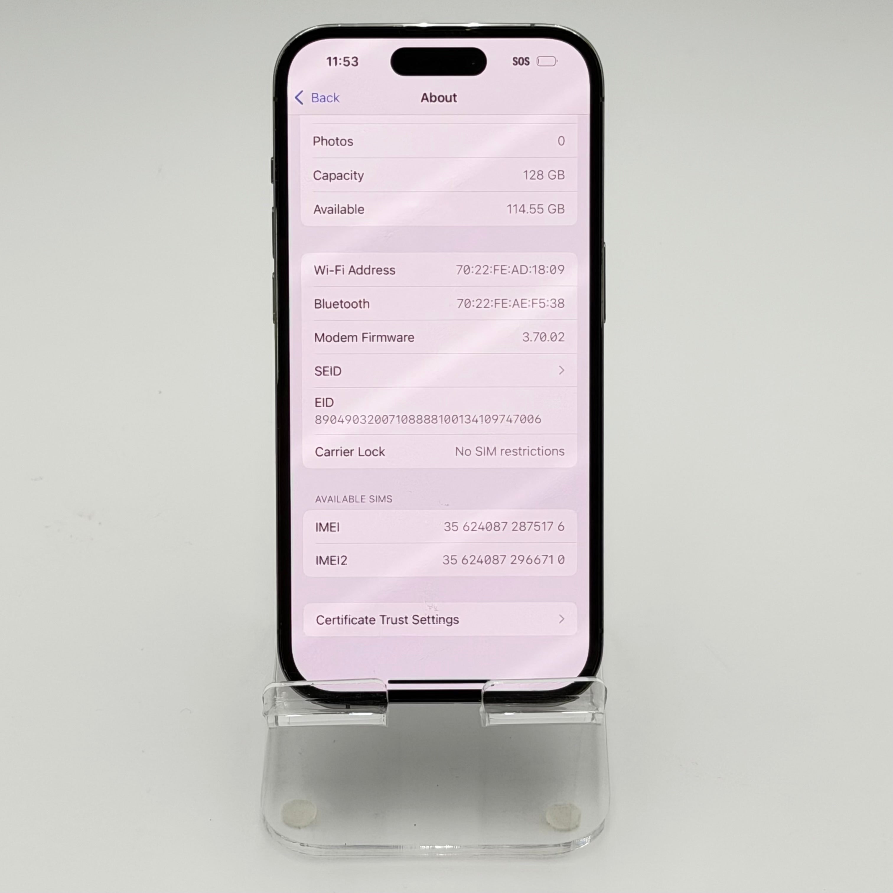 Apple iPhone 14 Pro 128GB Unlocked - Purple CRACKED BACK