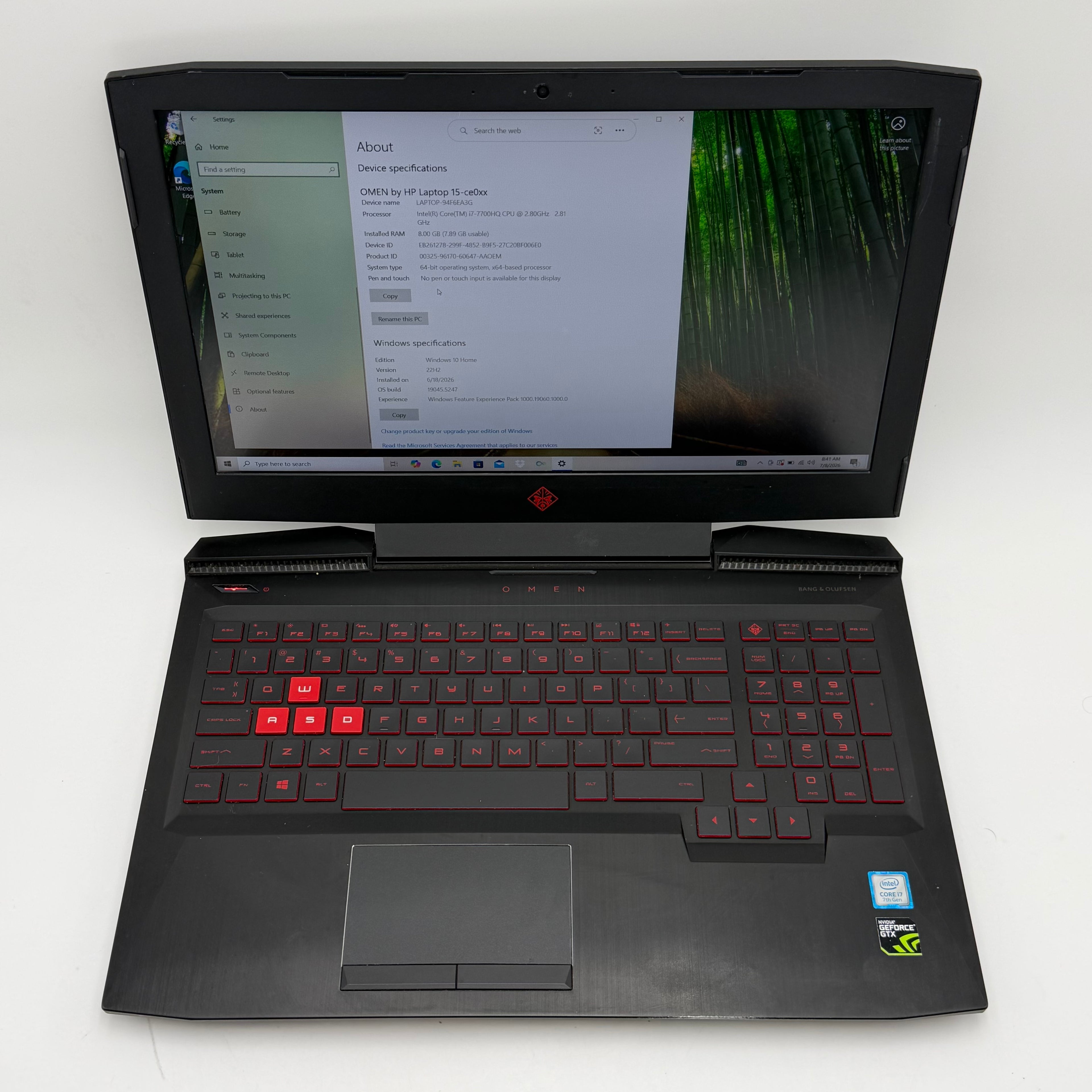 HP OMEN 15-ce015dx 15" Laptop Core i7-7700HQ 8GB RAM 128GB SSD Charger