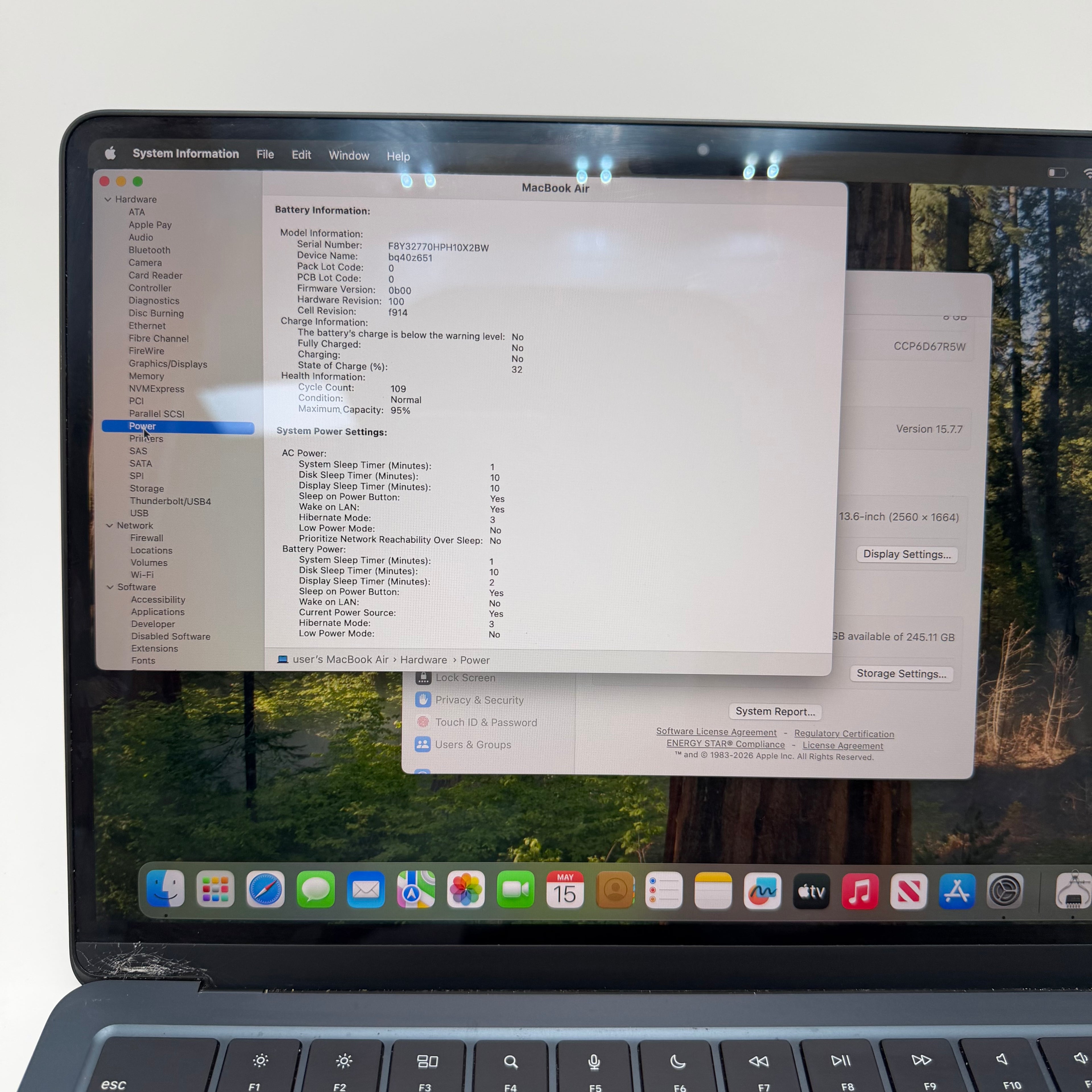 Apple MacBook Air 13" M2 A2681 2023 8GB 256GB Black Broken
