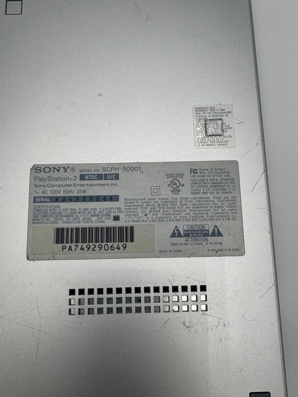 Sony PlayStation 2 Slim SCPH-90001 Silver Video Game Console
